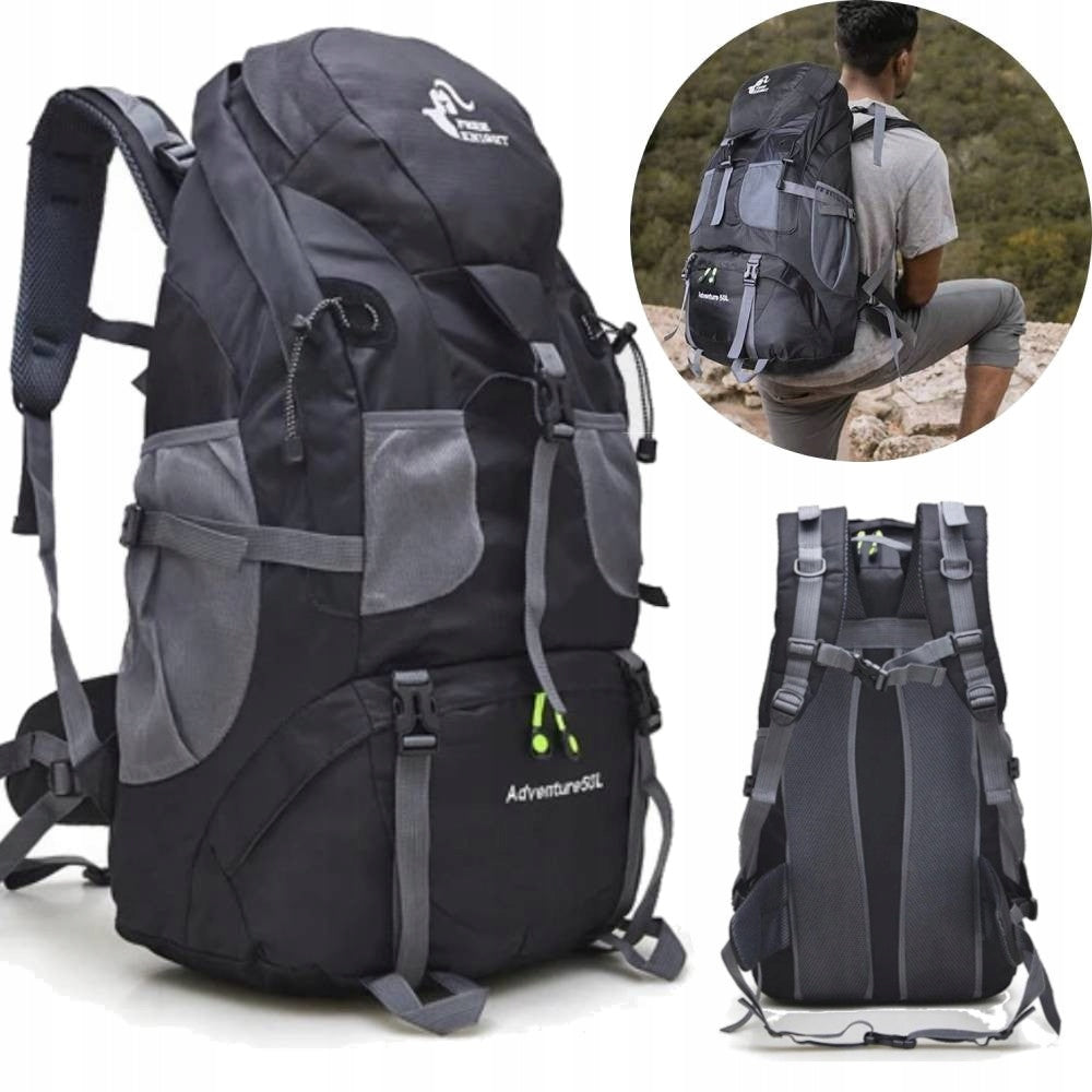 MOUNTAIN BACKPACK FREE KNIGHT BLACK WATERPROOF 50L TREKKING SURVIVAL BAG