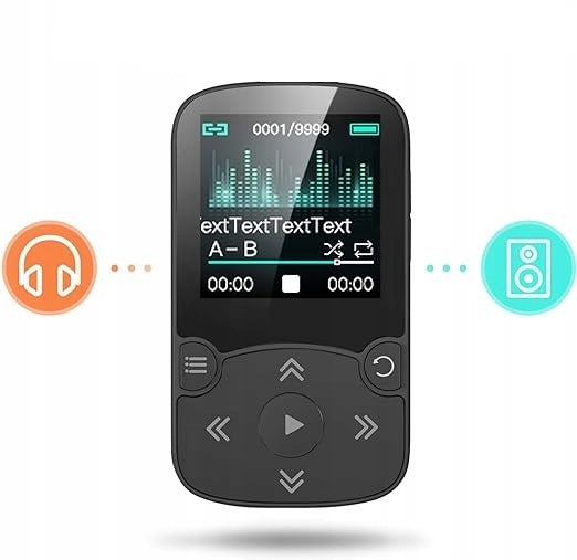 MP3 32GB PLAYER Bluetooth 5.0 HEADPHONES RADIO PEDOMETER BLACK Packaging status original