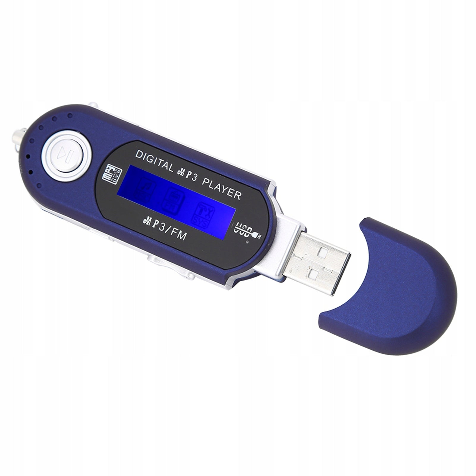 MP3 PLAYER USB FLASH DRIVE BLUE Batteries included no
