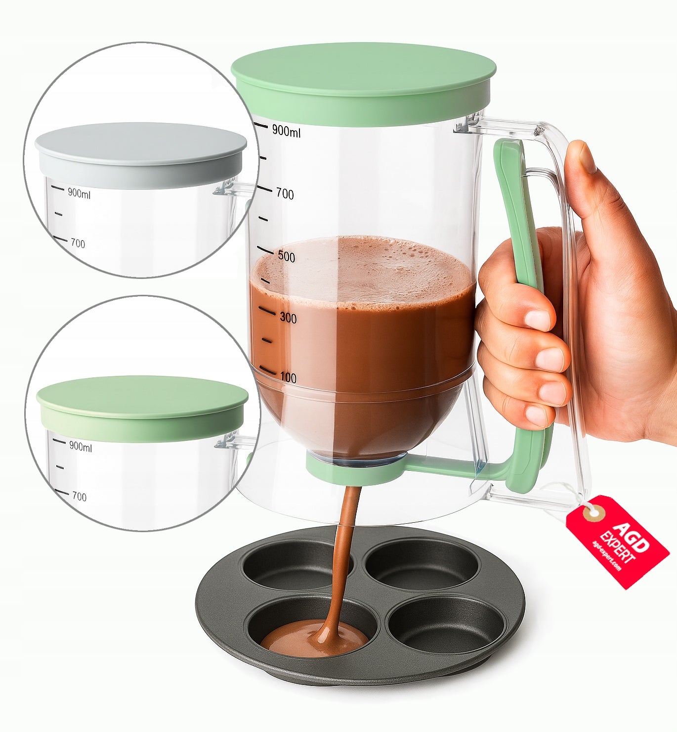 MUFFIN PANCAKE CAKE DISPENSER | AMBITION FERN 900ML | ASSORTED COLOURS