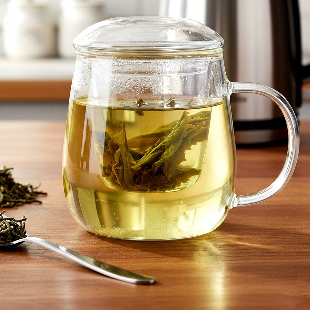 MUG WITH INFUSER LID GLASS INFUSER FOR TEA HERBS 400 ML Brand Vilde