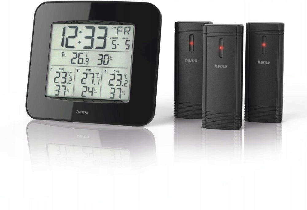MULTI-ZONE WEATHER STATION HAMA TRIO + 3 SENSORS TEMPERATURE HUMIDITY