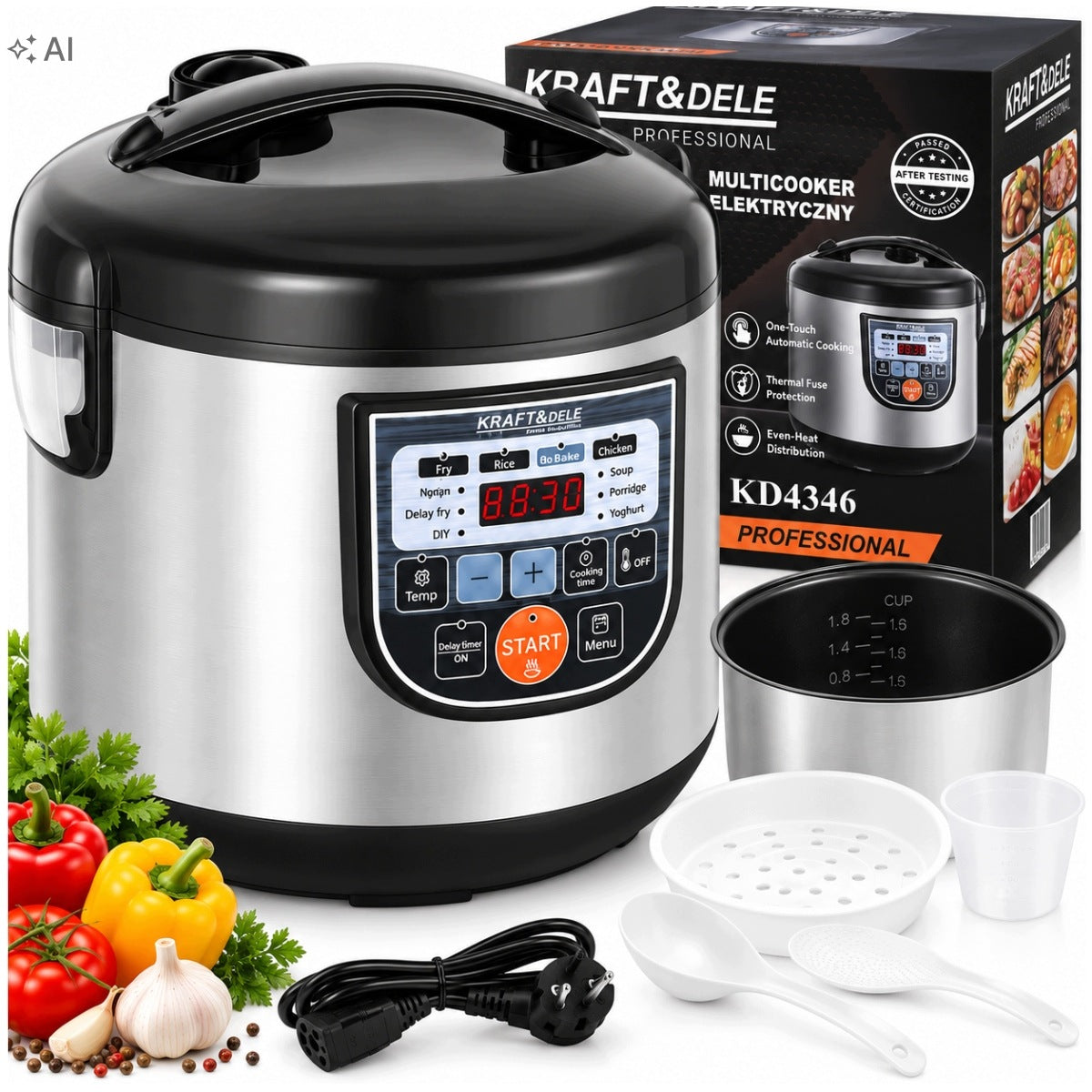 MULTICOOKER RICE COOKER ELECTRIC POT FOR COOKING RICE PRESSURE COOKER 5L 1200W
