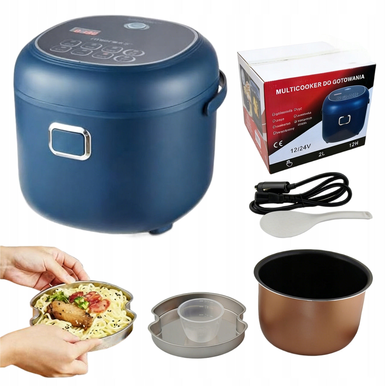 MULTICOOKER car 2L RICE COOKER tourist 12V 24V TIR bus LCD timer