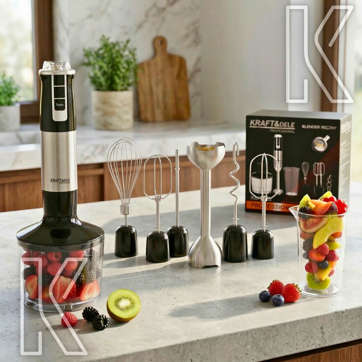 MULTIFUNCTION HAND BLENDER 1500W TURBO MODE MIXER CRUSHES ICE 8IN1 STRONG Packaging status original