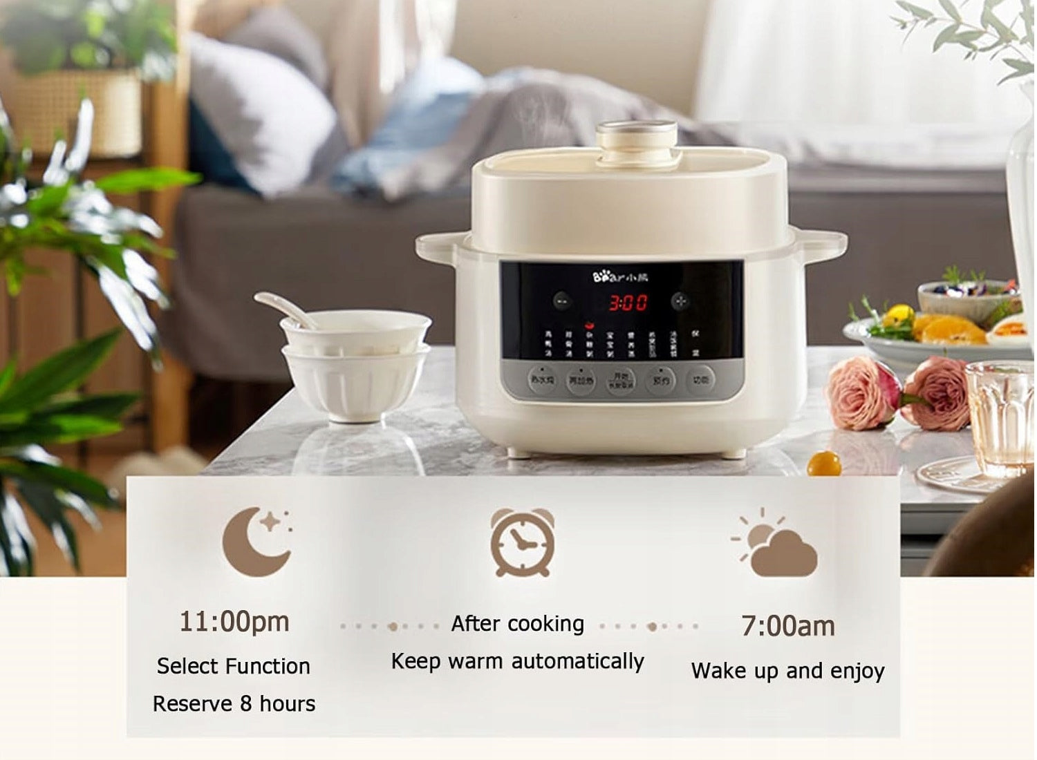 MULTIFUNCTIONAL ELECTRIC STEWING POT 4L BEAR MICRO-FASTENER Brand no brand