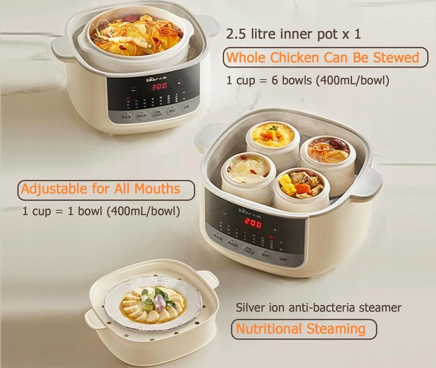 MULTIFUNCTIONAL ELECTRIC STEWING POT 4L BEAR MICRO-FASTENER Manufacturer code 55495