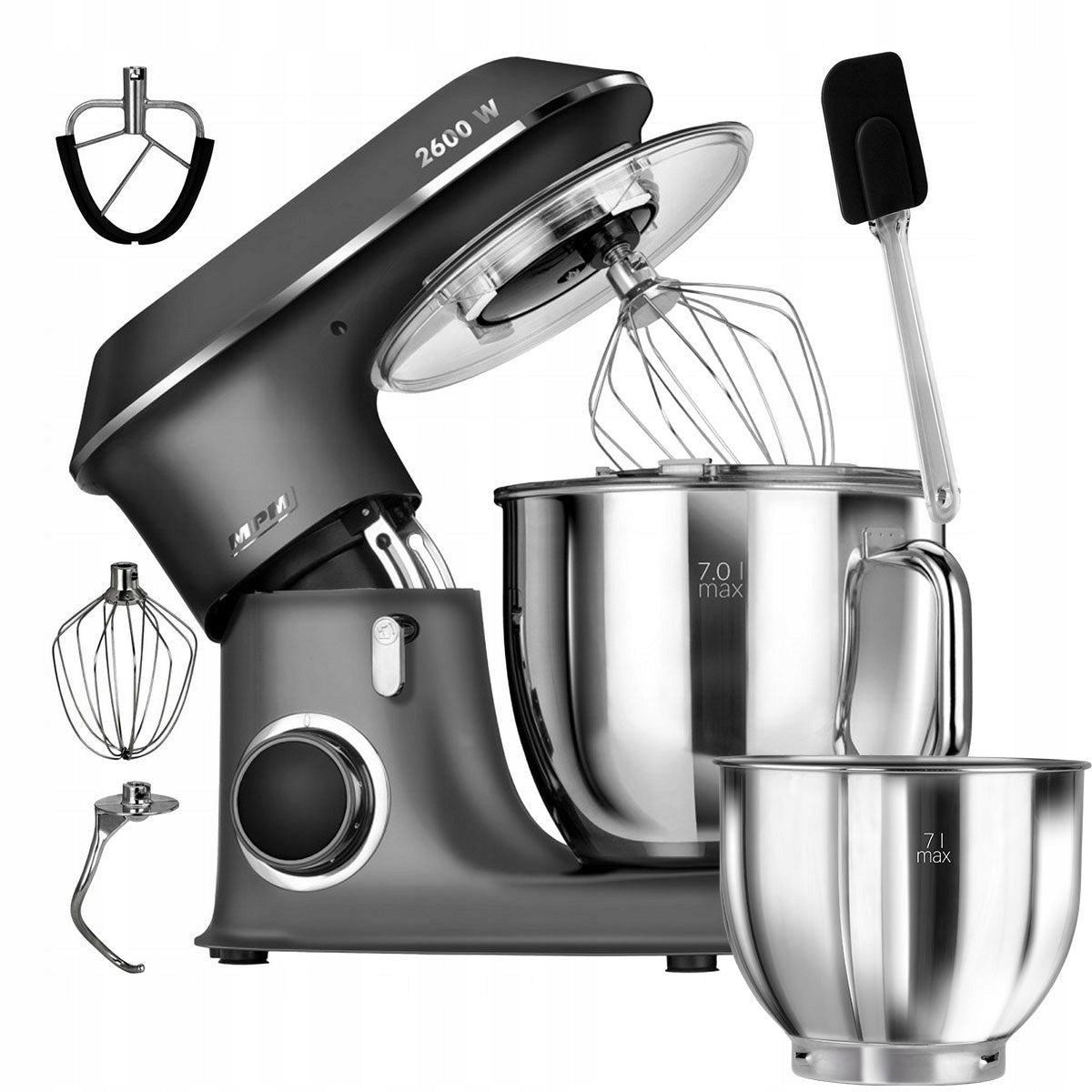 MULTIFUNCTIONAL FOOD PROCESSOR PLANETARY MIXER MPM MRK-20 2600W 2 BOWLS 7L
