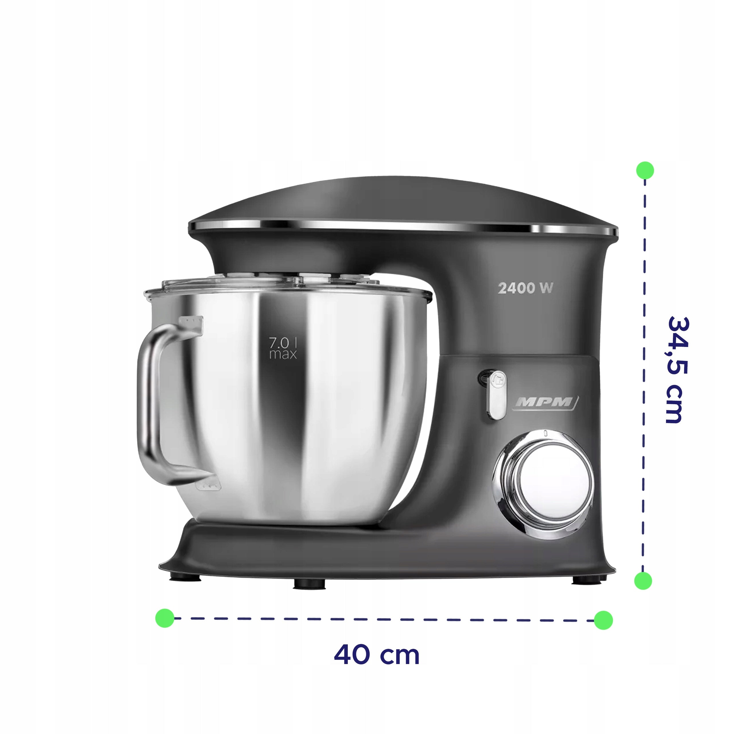 MULTIFUNCTIONAL FOOD PROCESSOR PLANETARY MIXER MPM MRK-23 2400W 3W1 6,5L Power rating 1900 W