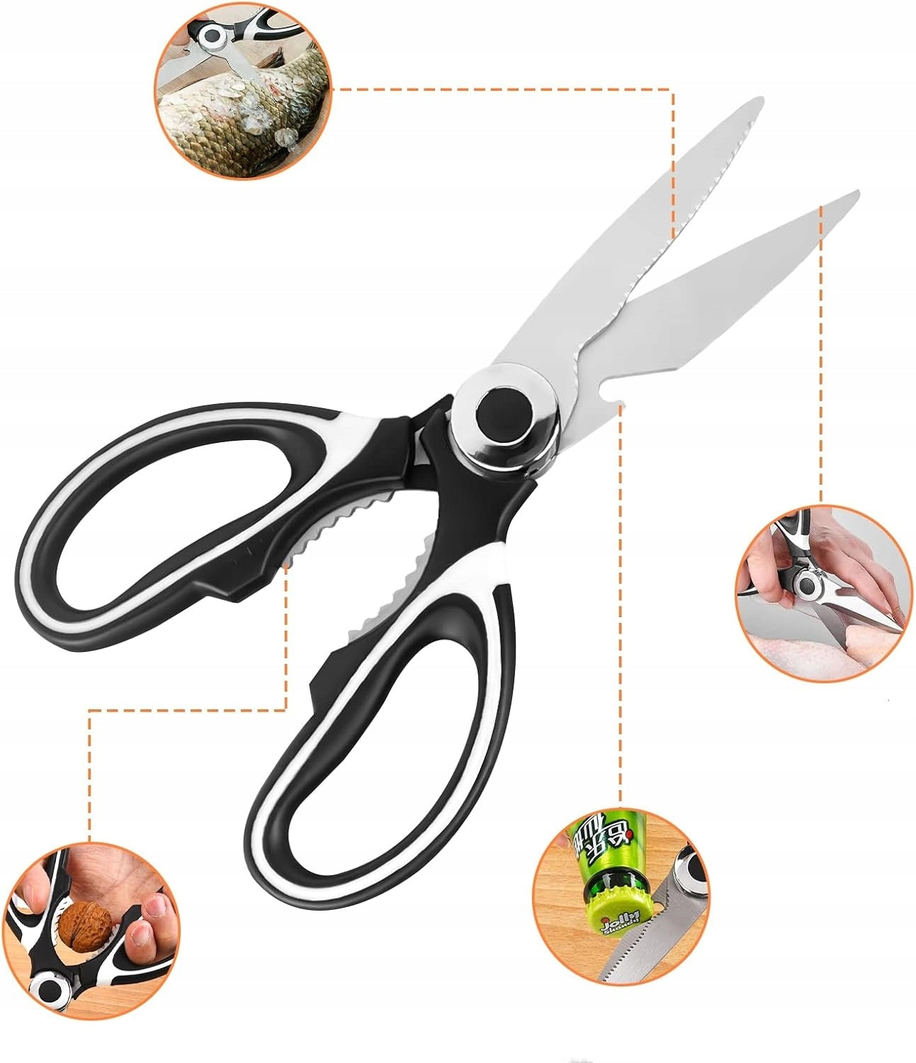 MULTIFUNCTIONAL KITCHEN SCISSORS AND SEAFOOD SCISSORS, 3 PACK Manufacturer code Nożyczki kuchenne klasy spożywczej, 3 sztuki