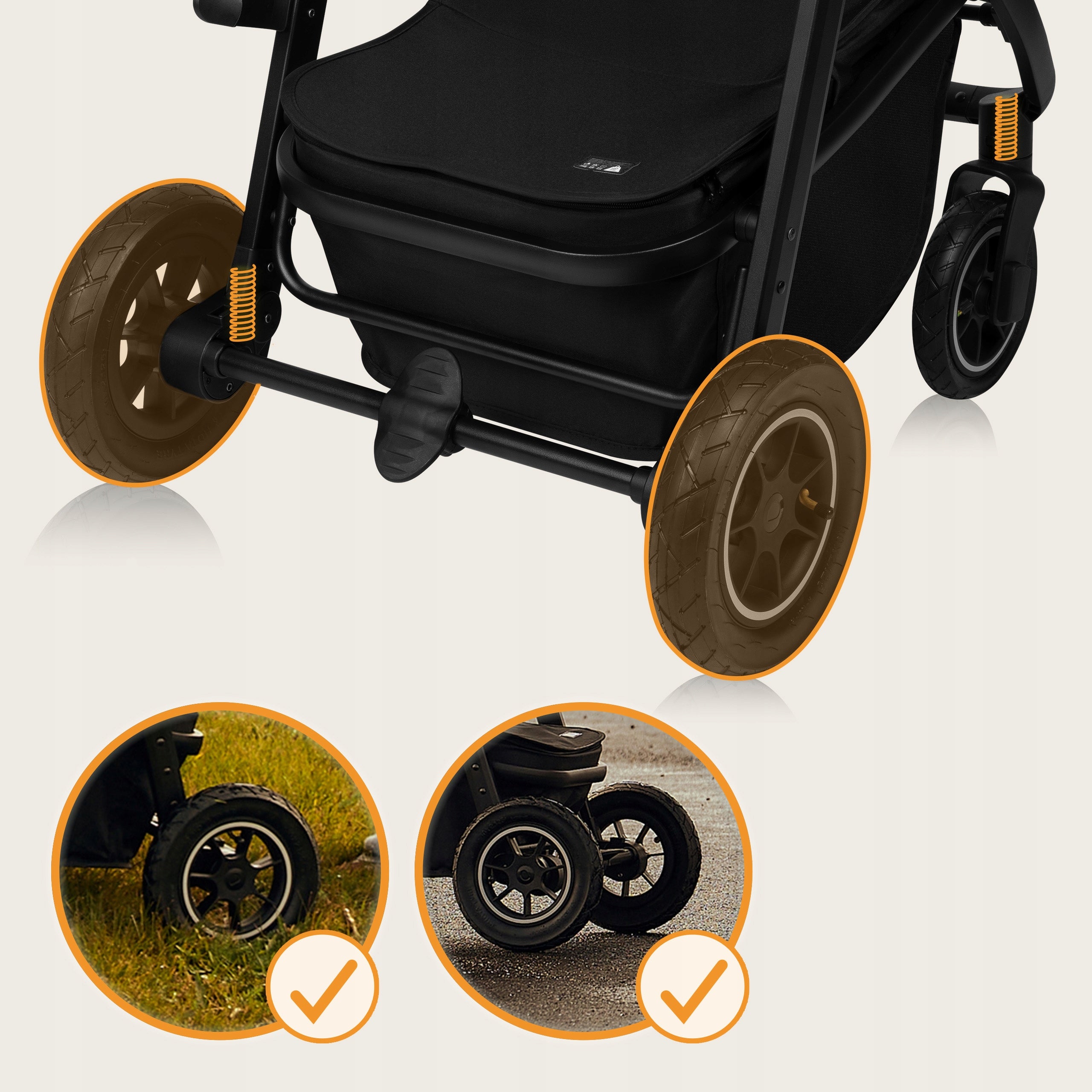 MULTIFUNCTIONAL LIGHTWEIGHT BABY STROLLER 3in1 GONDOLA CAR SEAT STROLLER Amber Manufacturer code wentylacja 3D, bogate akcesoria, do 4 lat