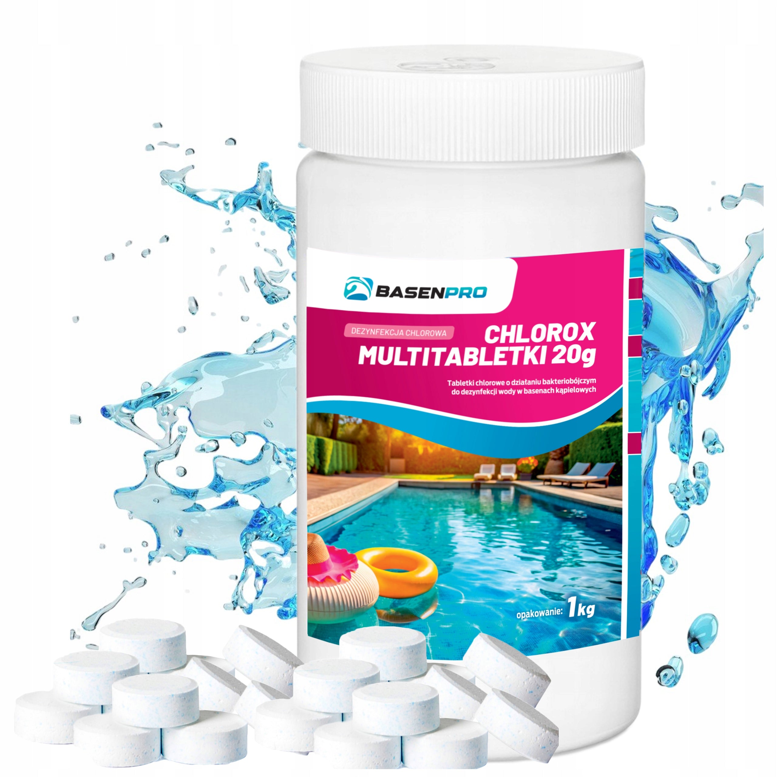 MULTIFUNCTIONAL MULTI TABLETS CHLORINE CHEMISTRY FOR POOL 50x20G ZERO ALGAE 1KG Packaging status original