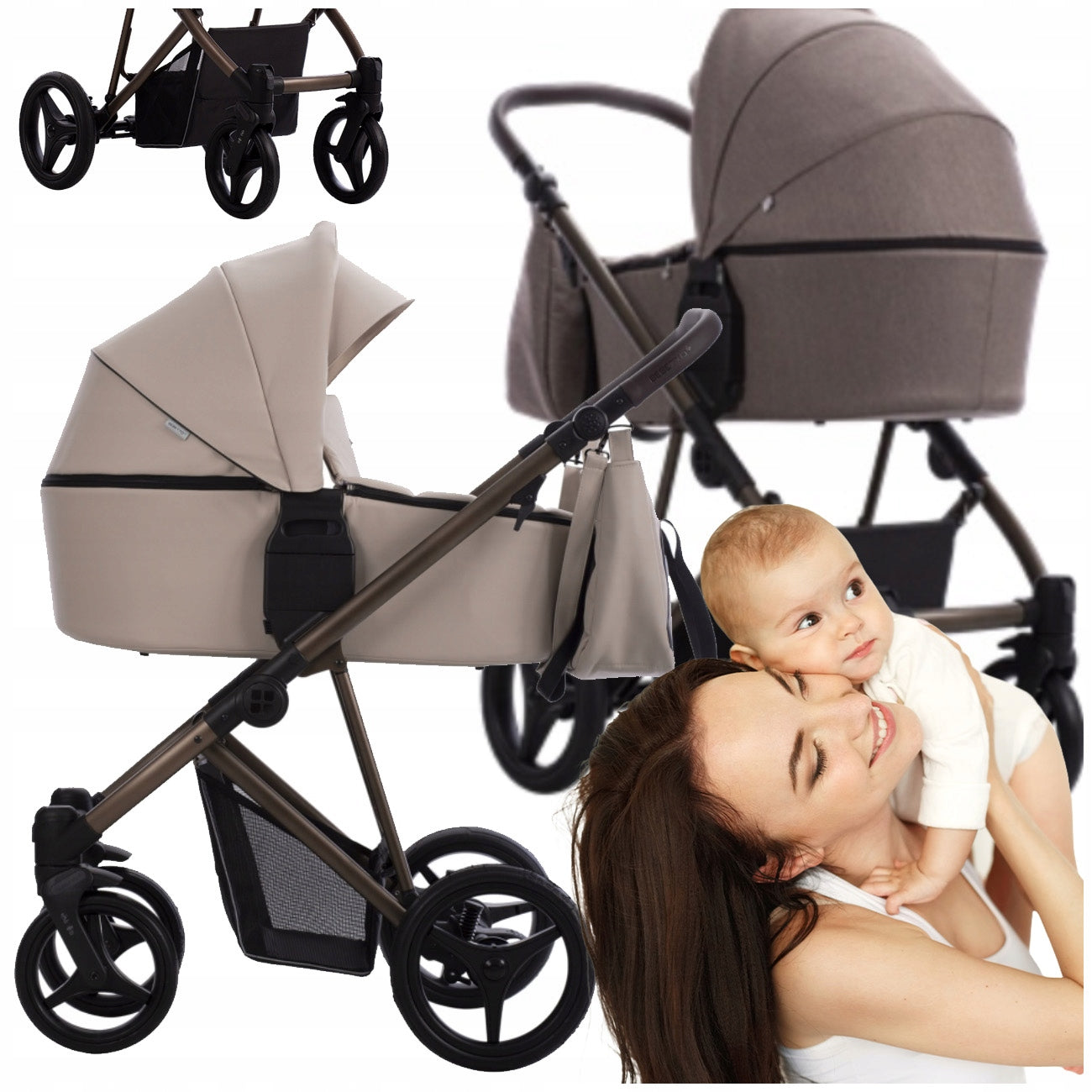MULTIFUNCTIONAL STROLLER 2in1 BEBETTO Flavio Choco PRO 02 FOR BABY