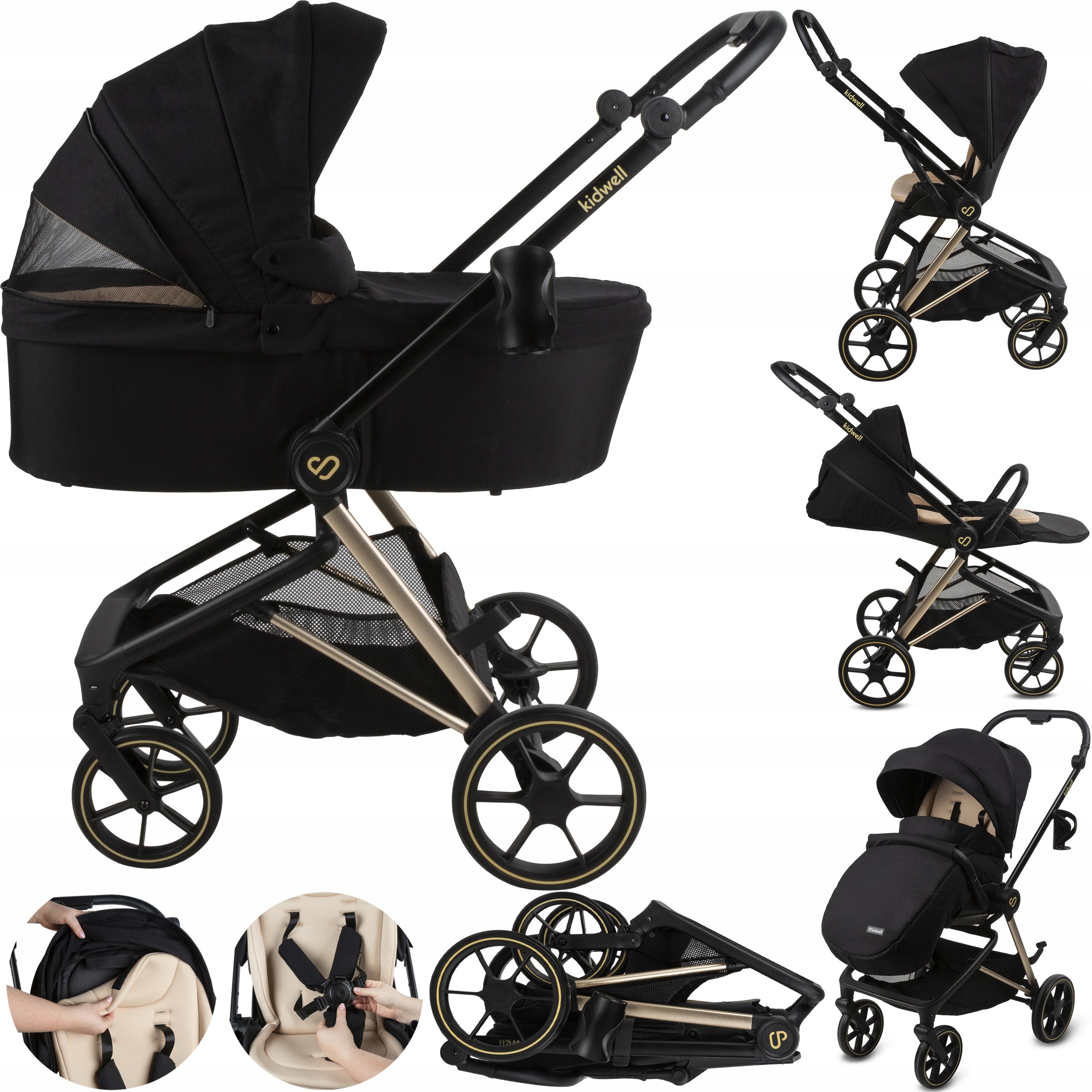 MULTIFUNCTIONAL TROLLEY 2in1 Kidwell Velmont GONDOLA STROLLER black beige