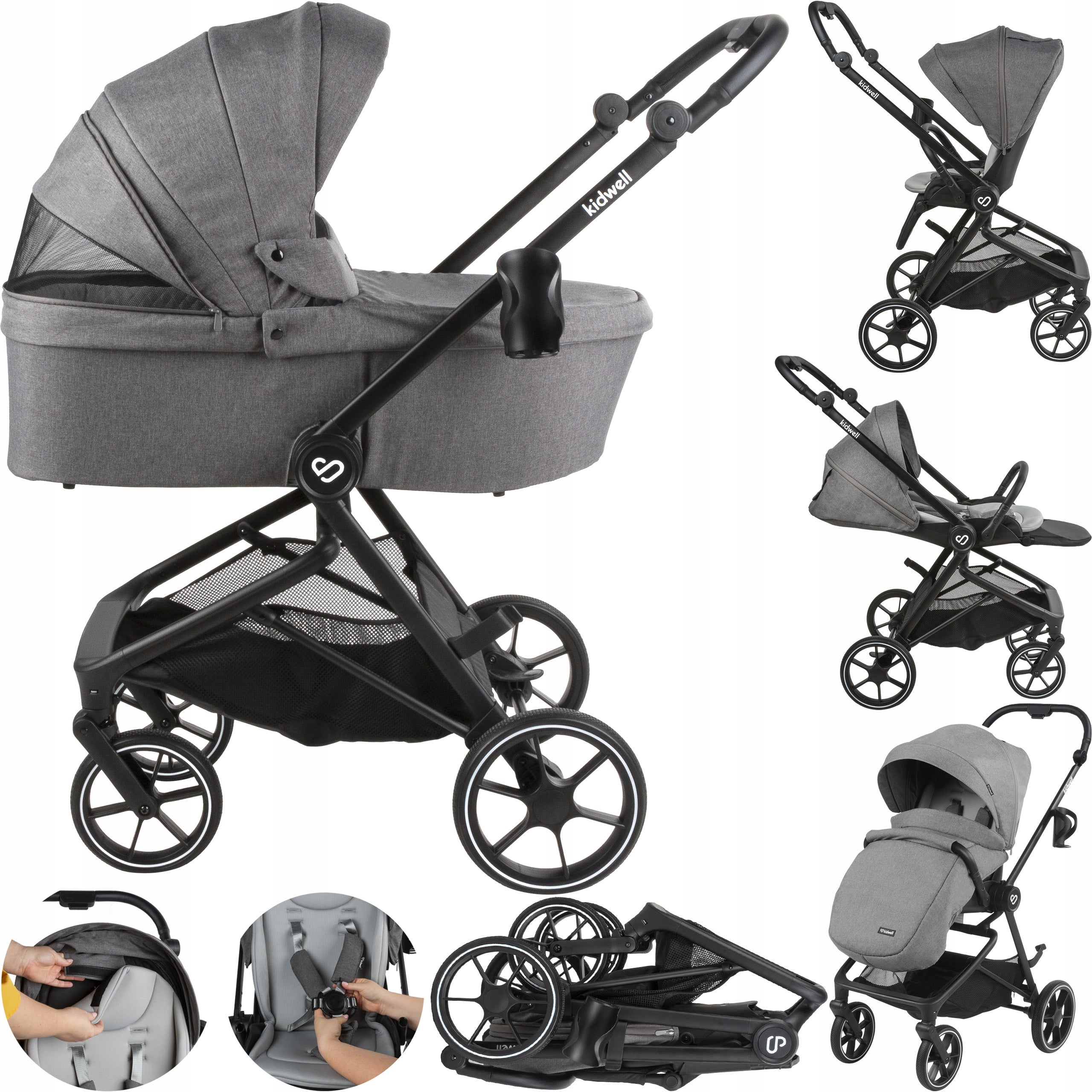 MULTIFUNCTIONAL TROLLEY 2in1 Kidwell Velmont GONDOLA STROLLER grey