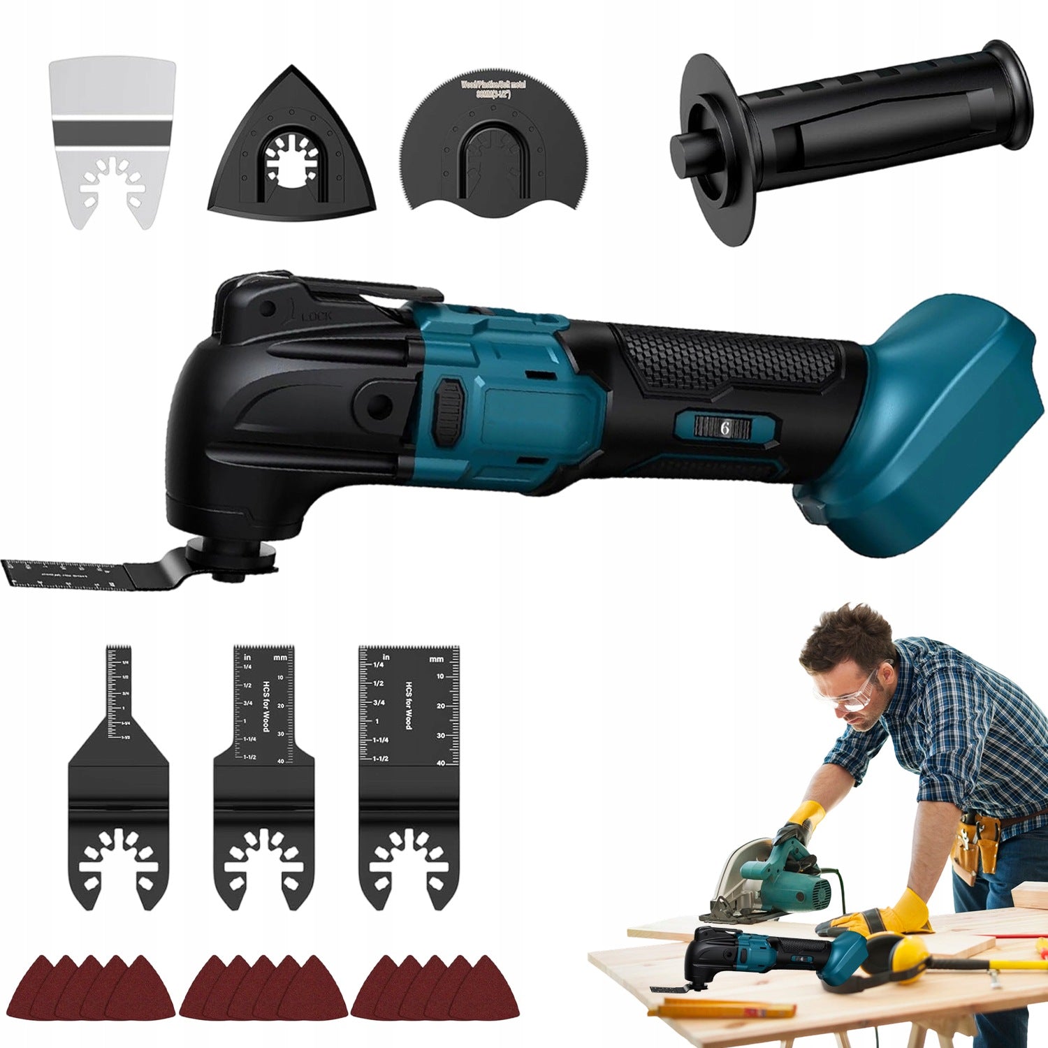 MULTIFUNCTIONAL VIBRATION TOOL 6SPEEDS FOR SAWING AND TRENCHING Brand Worx