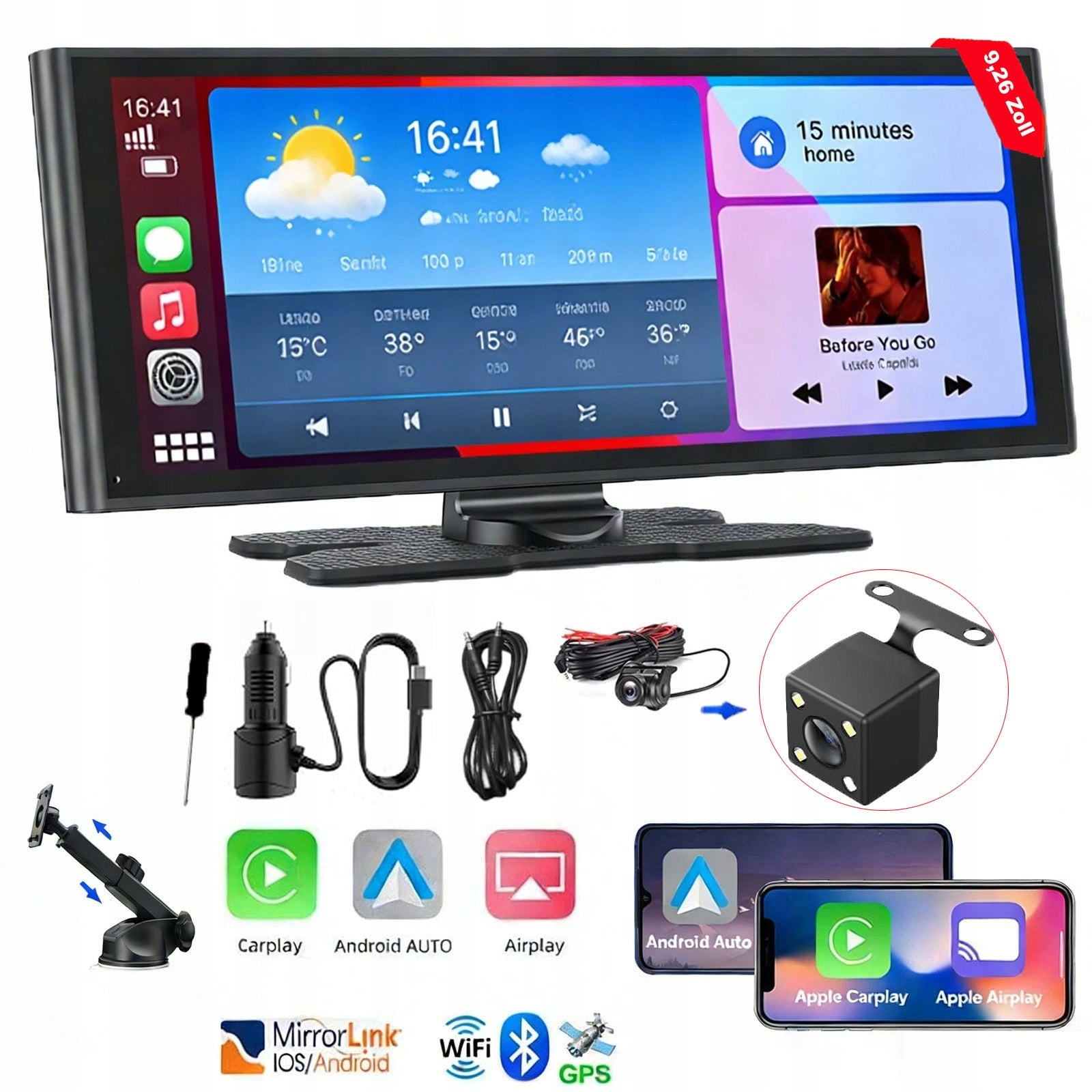 MULTIMEDIA STATION MONITOR CAR RADIO ANDROID AUTO CARPLAY CAMERA