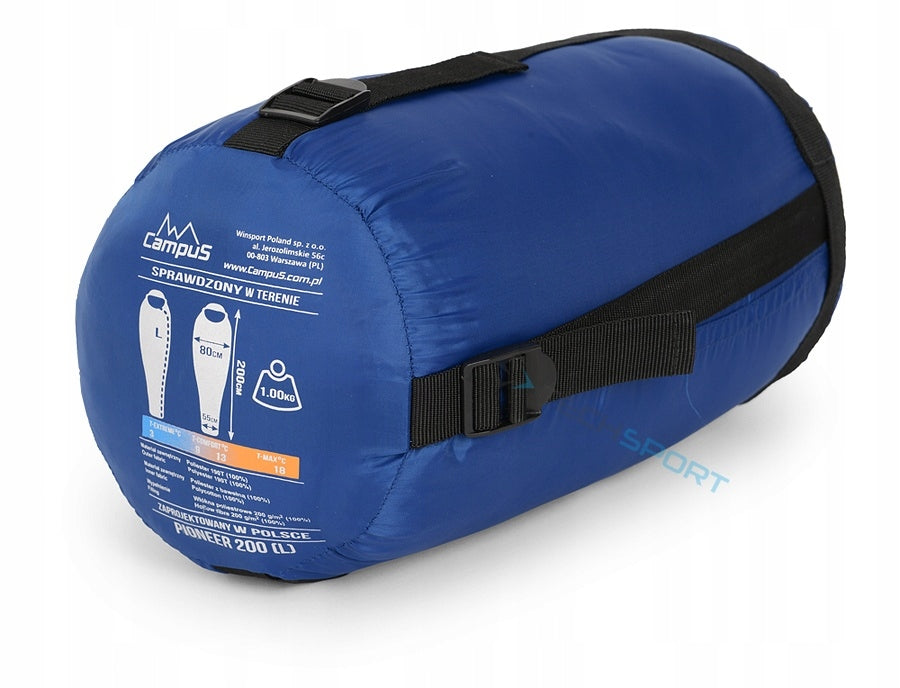 MUMMY SLEEPING BAG CAMPUS PIONEER 200 WARM TOURIST | LEFT ZIPPER | BLUE EAN (GTIN) 5038025149218