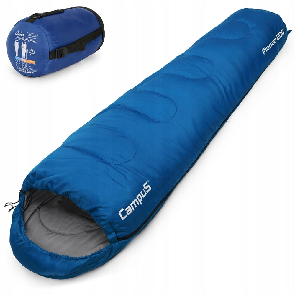 MUMMY SLEEPING BAG CAMPUS PIONEER 200 WARM TOURIST | LEFT ZIPPER | BLUE