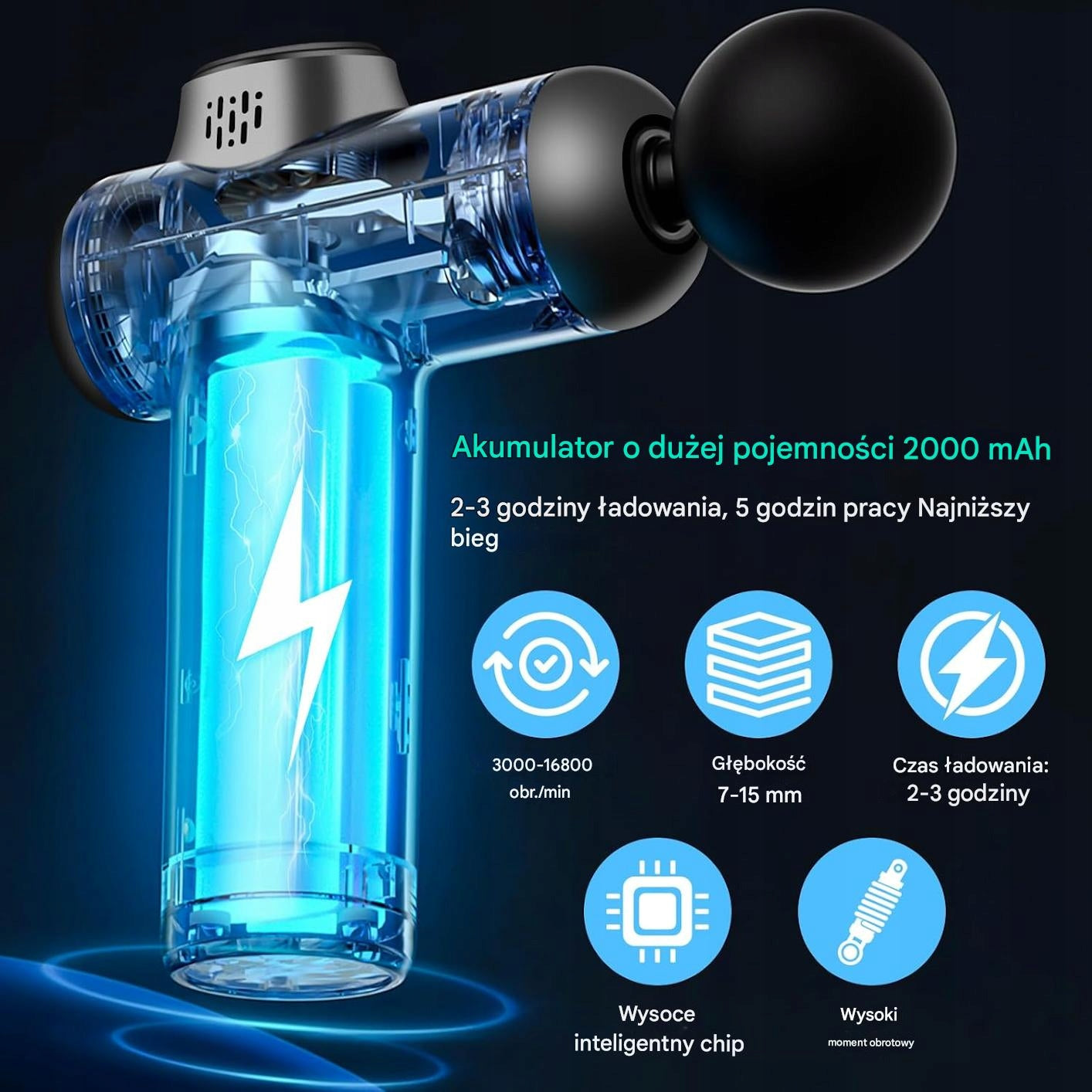 MUSCLE MASSAGE GUN MASSAGER PREMIUM Touch LCD 2000mAh 35dB 8heads EAN (GTIN) 6974892843363