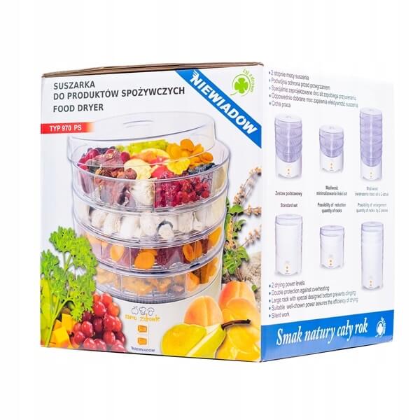 MUSHROOM DRYER FRUIT VEGETABLE HERBS FOOD NIEWIADOW 4 LEVELS 500W Brand Niewiadów