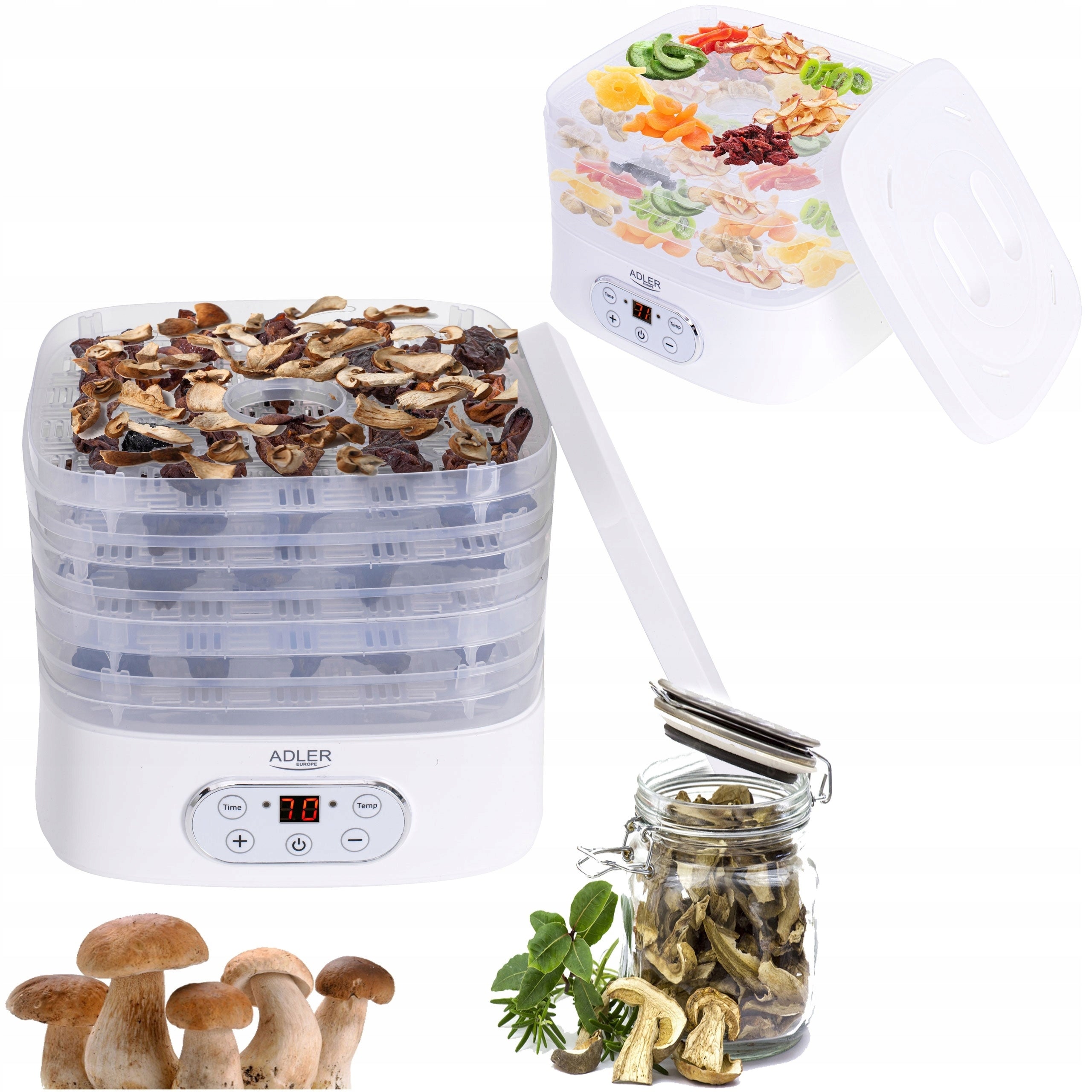 MUSHROOM FRUIT DRYER HERBS ADJUSTMENT 5 SIEVES ADJUSTMENT 35-70 °C
