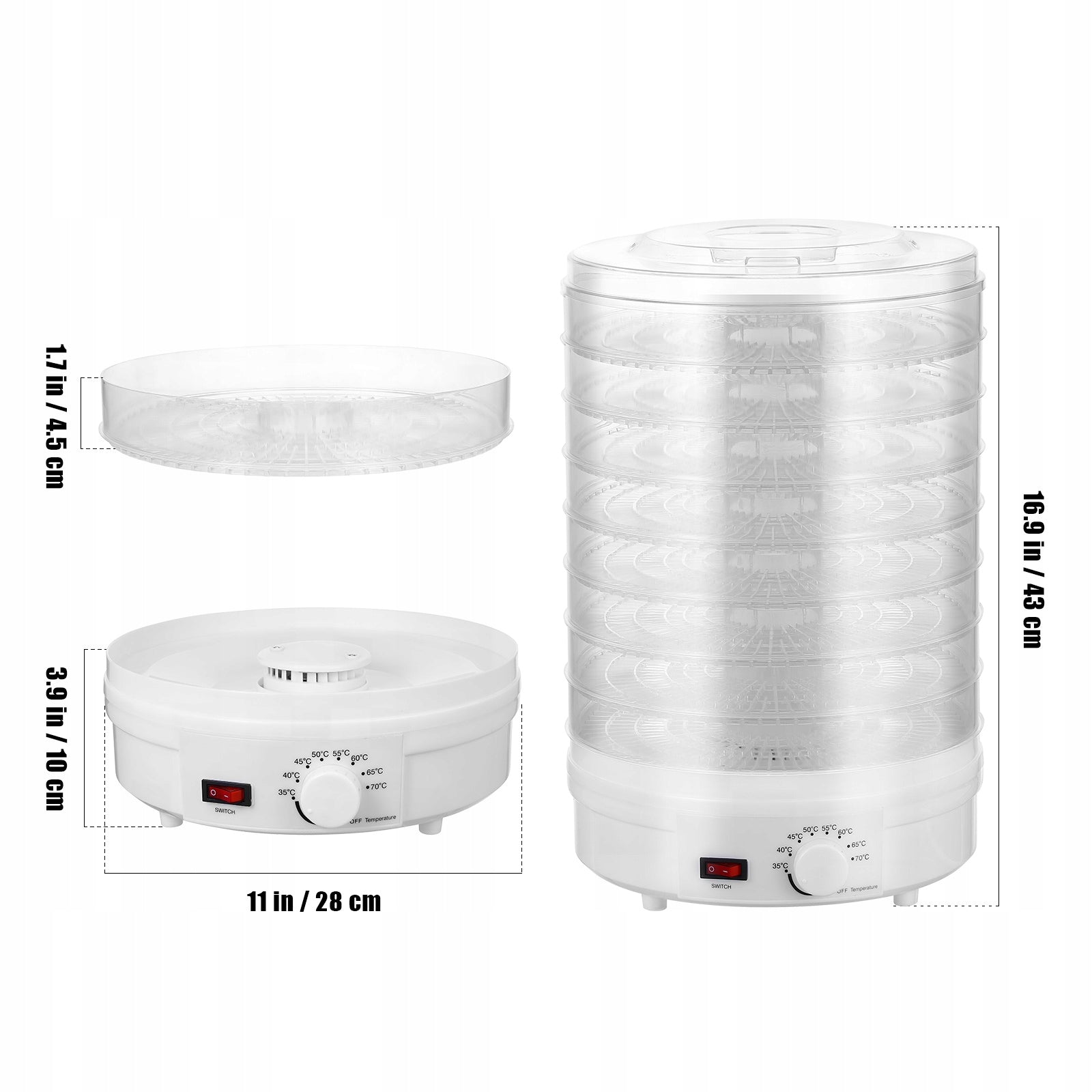 MUSHROOM FRUIT VEGETABLE FOOD DRYER ADJUSTABLE LARGE 345W + 7 Packaging status original