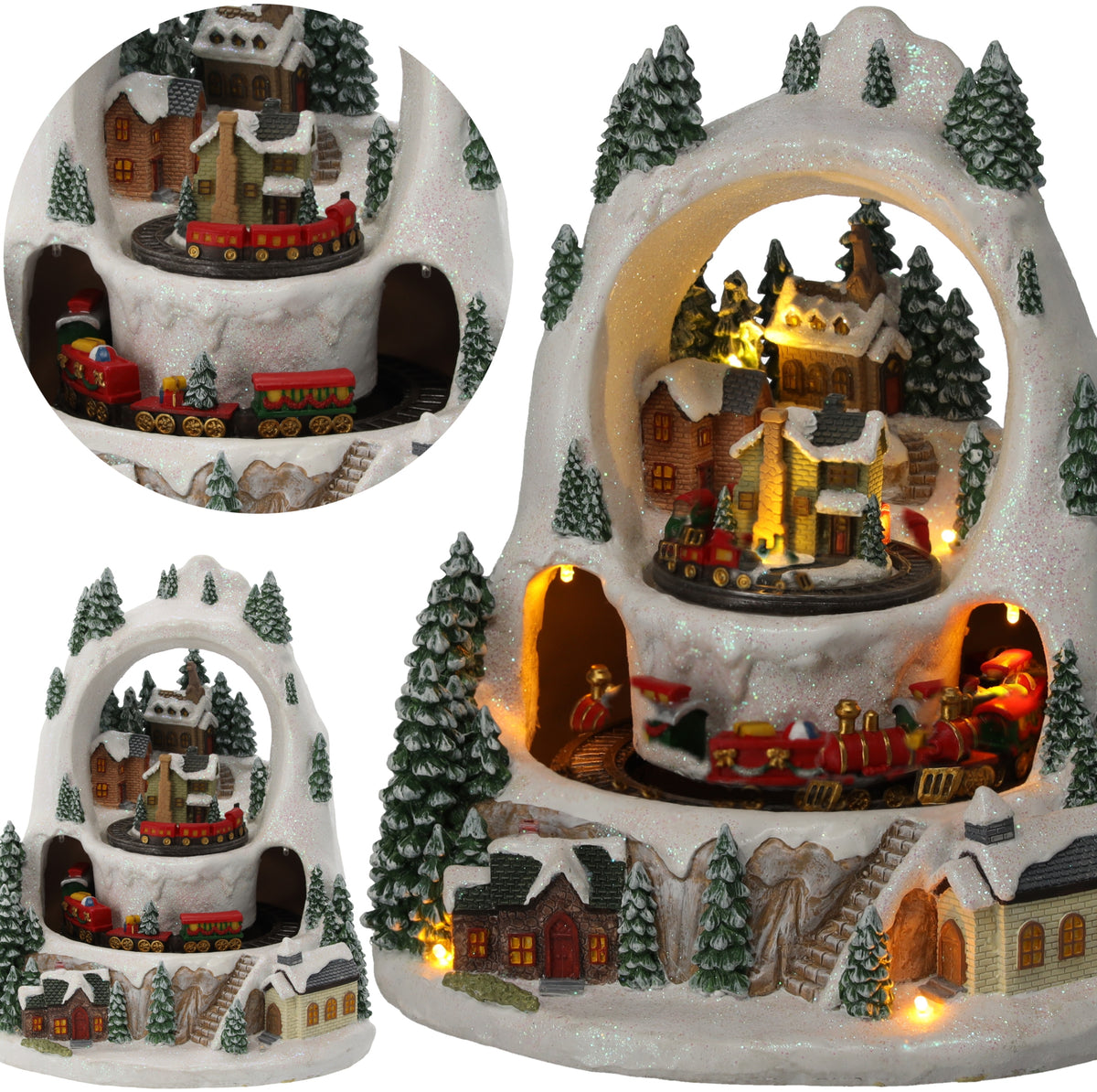 MUSIC BOX CHRISTMAS LED WINTER VILLAGE WITH TRAIN MUSIC AND LIGHT