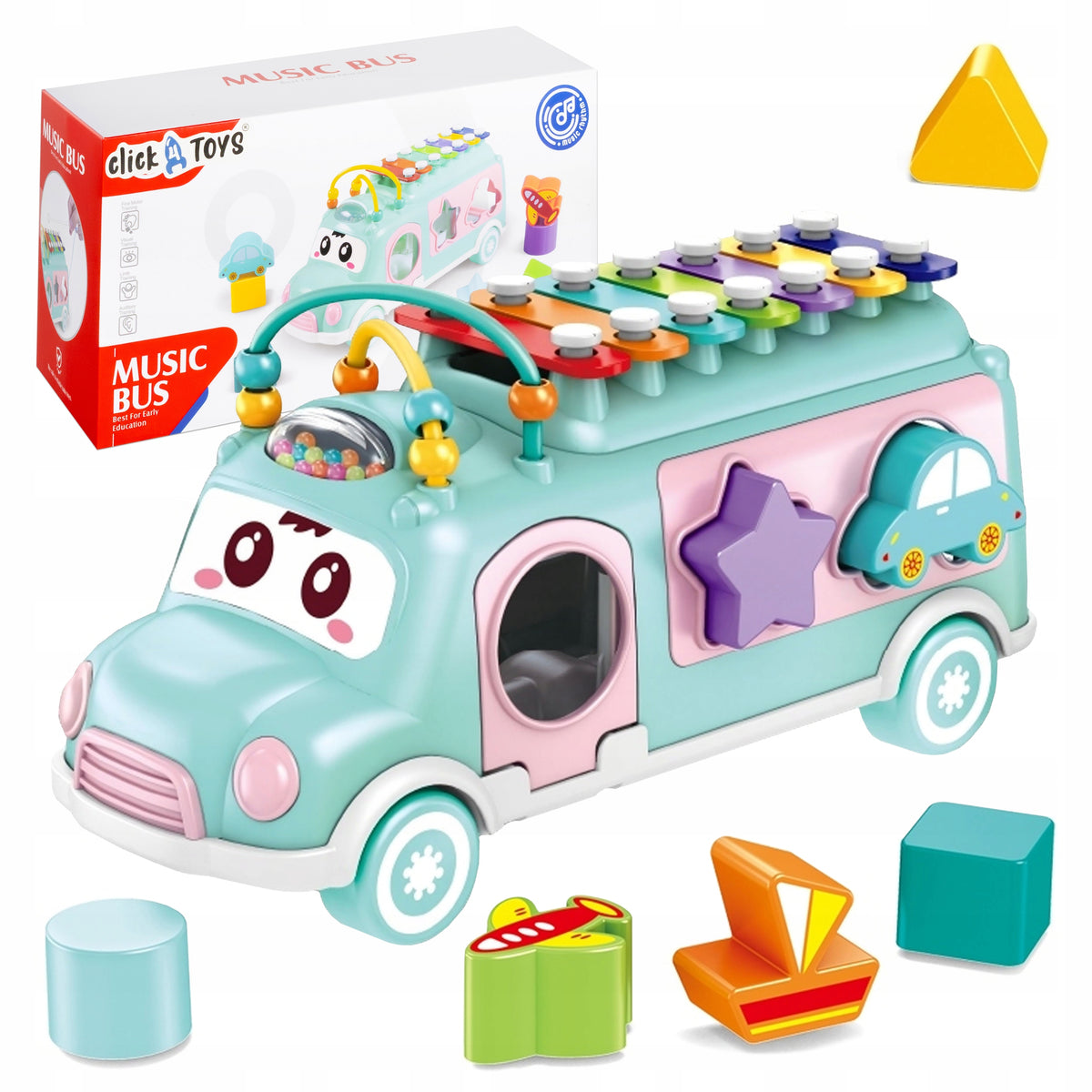 MUSIC BUS FOR CHILDREN MUSIC BUS SOTER CYMBALS BLOCKS OPENING DOORS