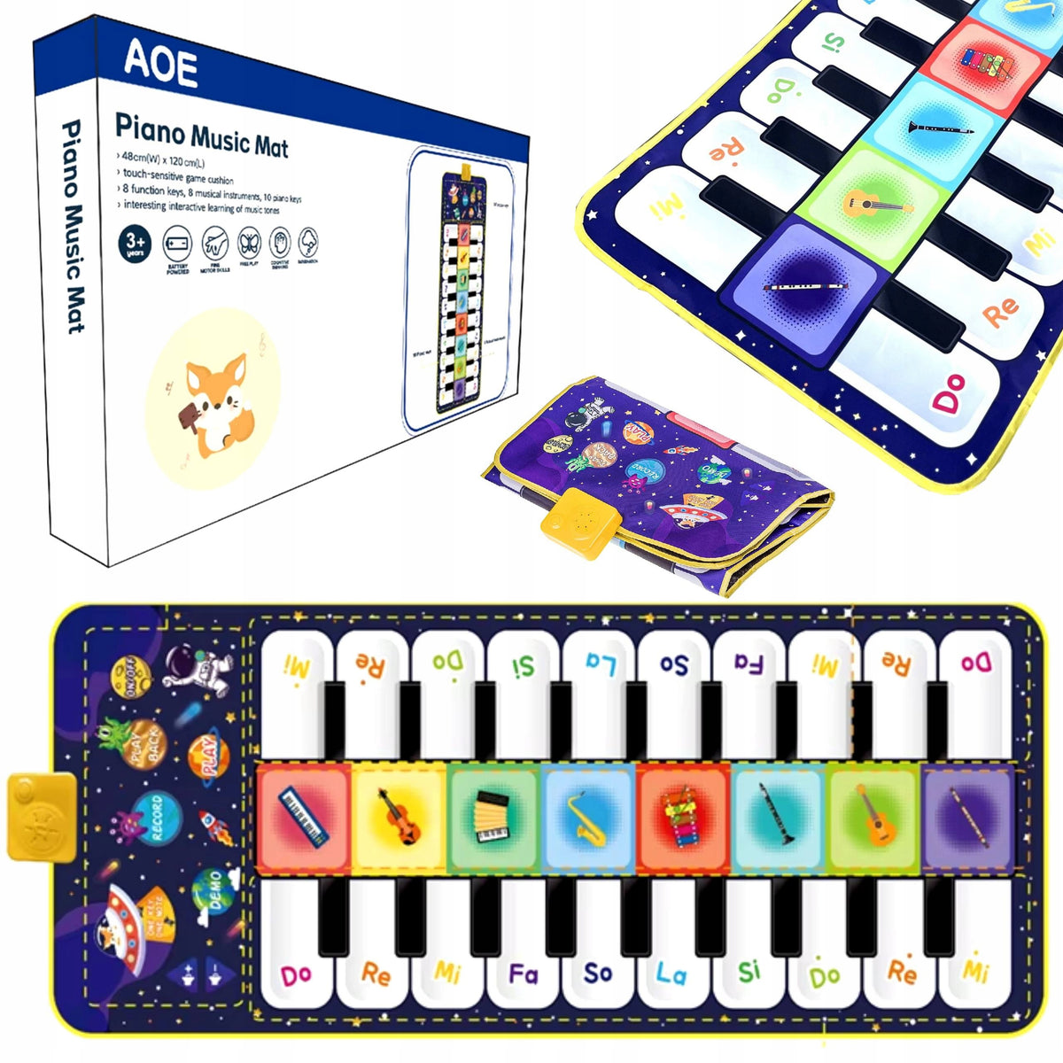MUSIC MAT 120X49 cm FOR DANCING PIANO RECORDS FOR CHILDREN TO PLAY