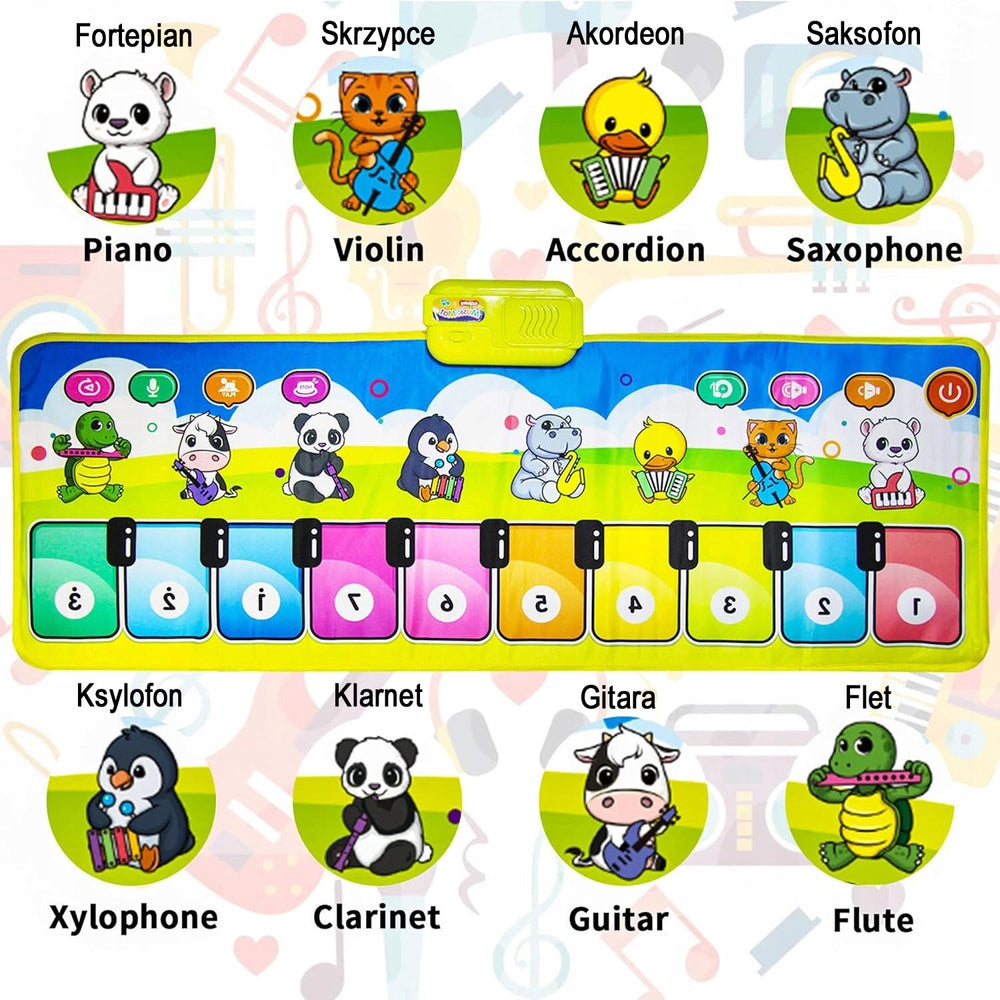 MUSIC MAT FOR DANCING AND PLAYING WITH PIANO KEYBOARD RECORDS SPEAKER ON BATTERIES Manufacturer code Pianinko zwierzątka