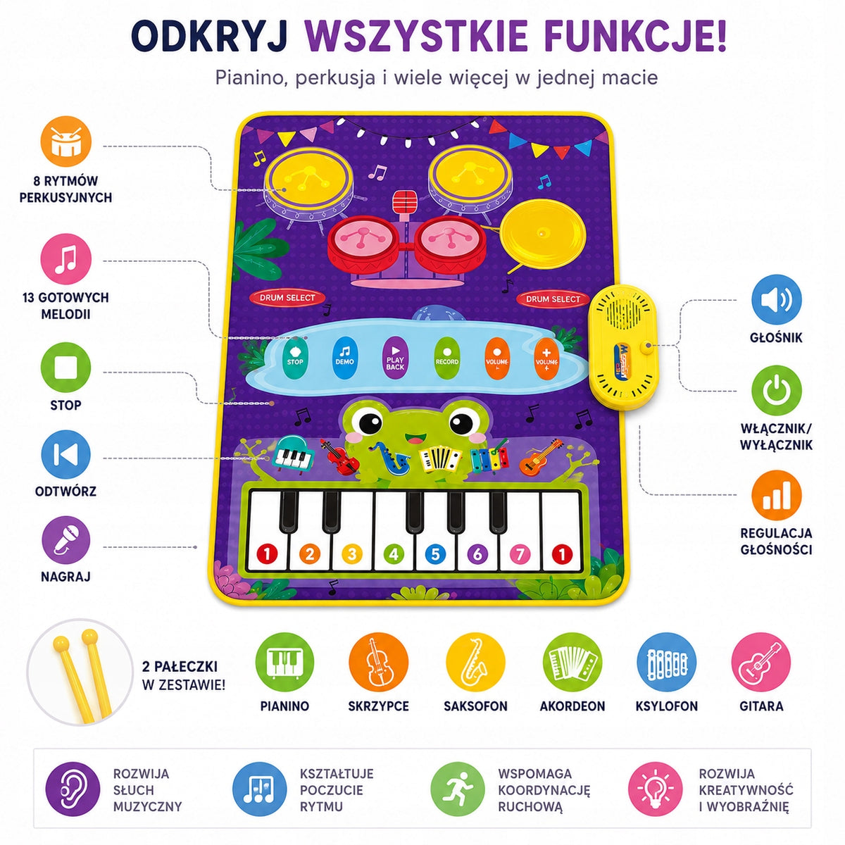 MUSIC MAT INTERACTIVE PIANO INSTRUMENTS GAME CHILDREN RECORD SOUND Manufacturer code MATA MUZYCZNA INTERAKTYWNA PIANINO INSTRUMENT