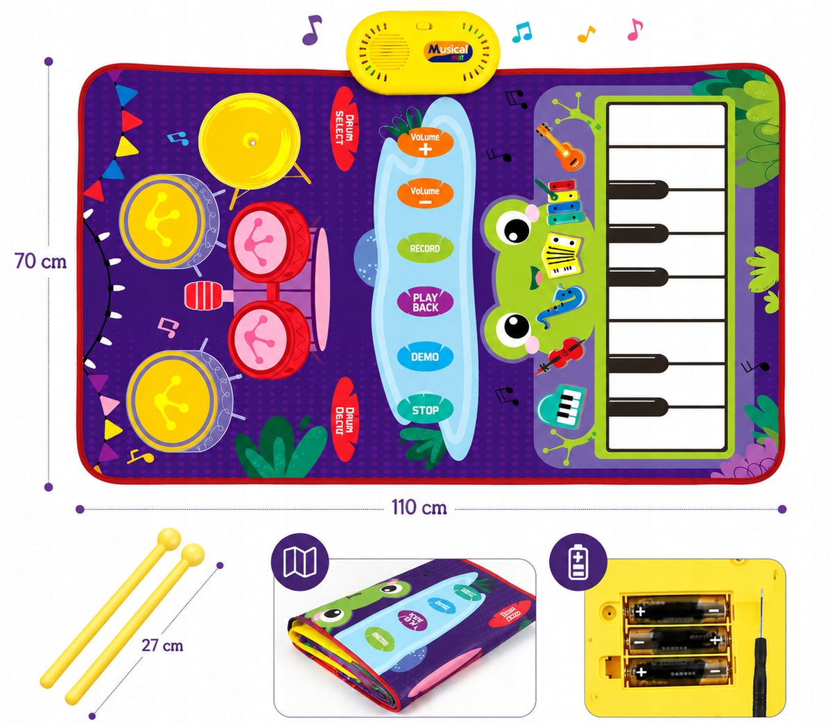 MUSIC MAT INTERACTIVE PIANO INSTRUMENTS GAME CHILDREN RECORD SOUND Packaging status original