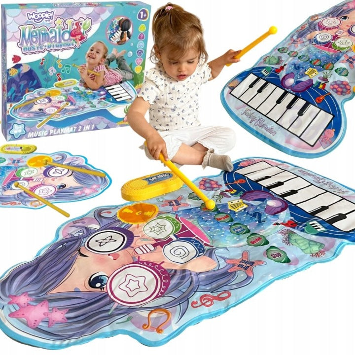 MUSIC MAT INTERACTIVE PIANO MERMAID DRUMS DANCE GAME WOOPIE