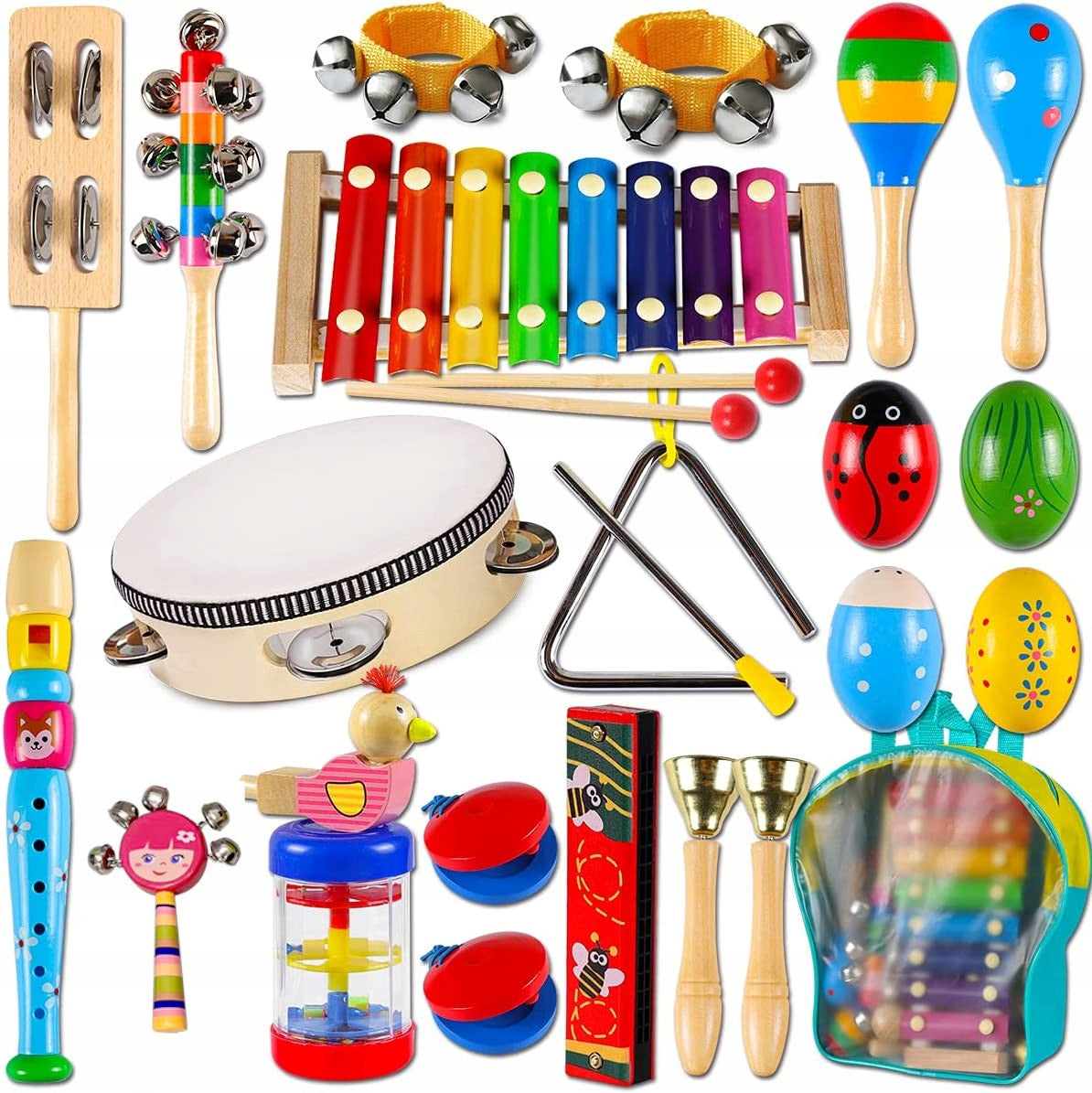 MUSICAL INSTRUMENTS FOR CHILDREN IN A BACKPACK UP TO 26 ELEMENTS