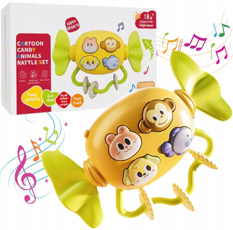 MUSICAL SENSORY RATTLE TEETHER CANDY WITH ANIMAL SOUND