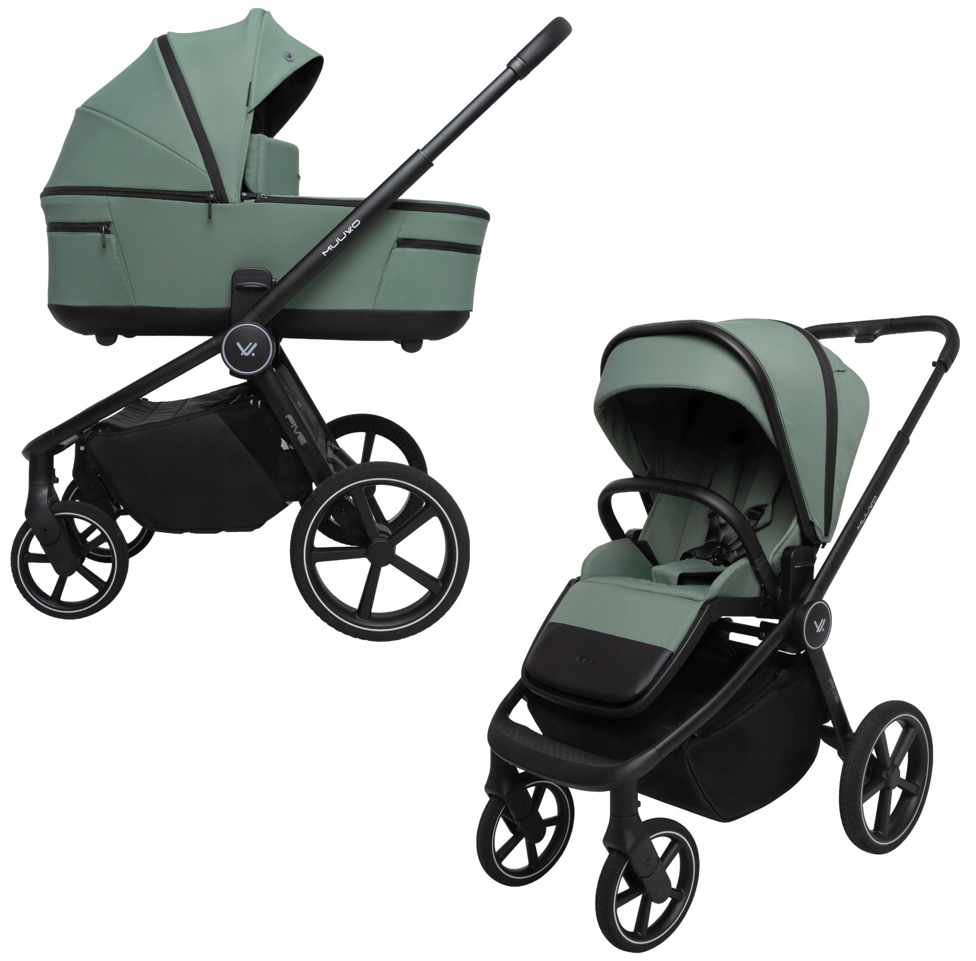MUUVO FIVE DEEP-WALKING STROLLER 3 GONDOLA SEAT HEIGHTS + ACCESSORIES! Packaging status original