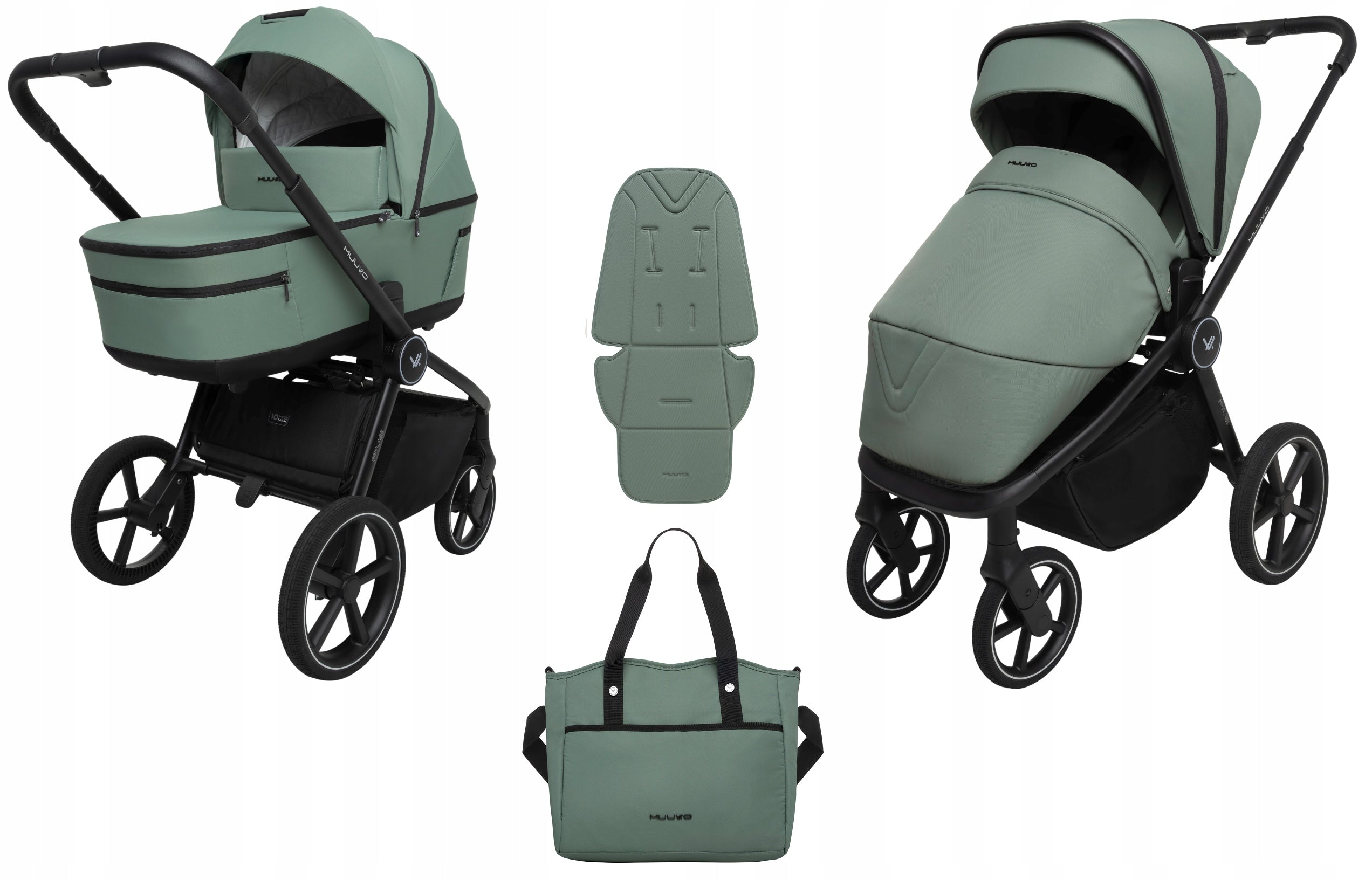MUUVO FIVE DEEP-WALKING STROLLER 3 GONDOLA SEAT HEIGHTS + ACCESSORIES!