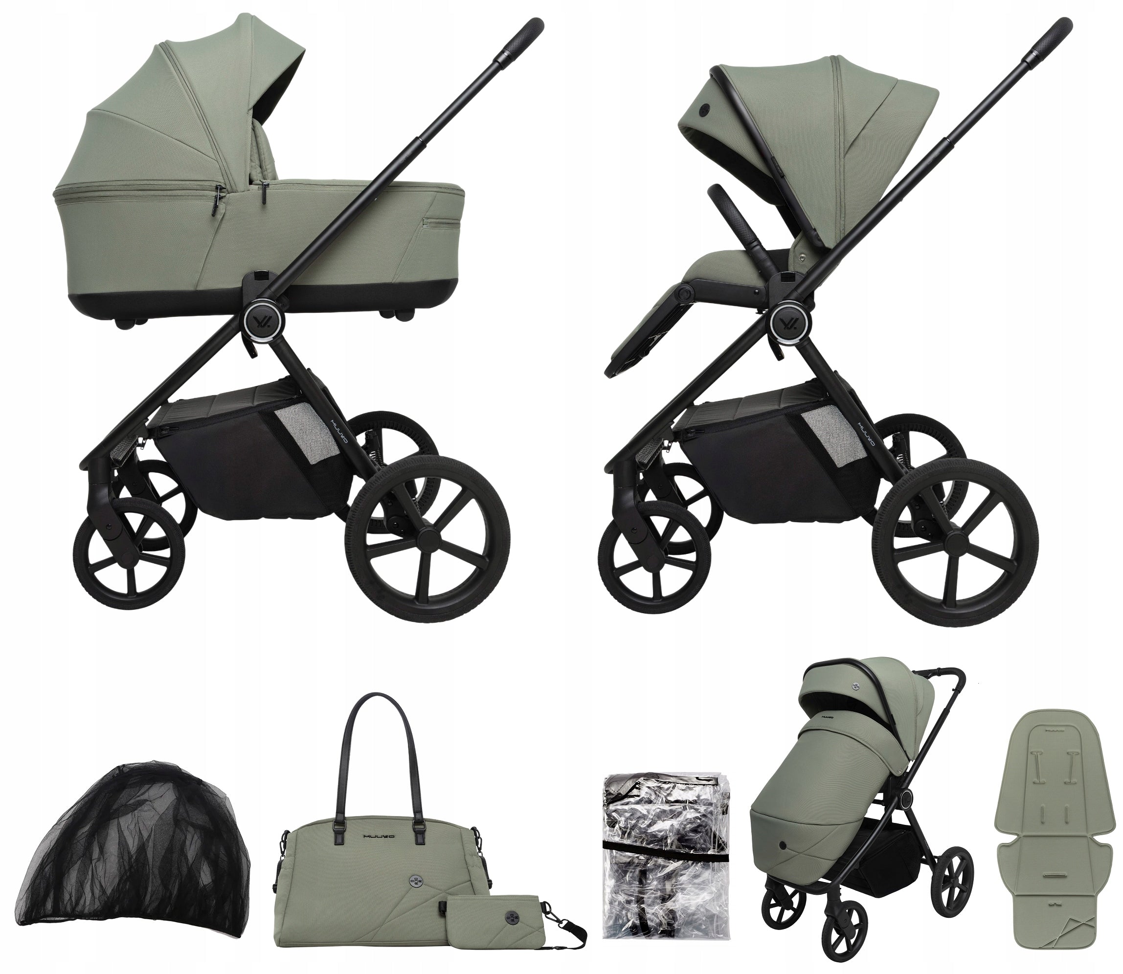 MUUVO ONE BABY STROLLER 2in1 GONDOLA STROLLER ACCESSORIES OLIVE GREEN