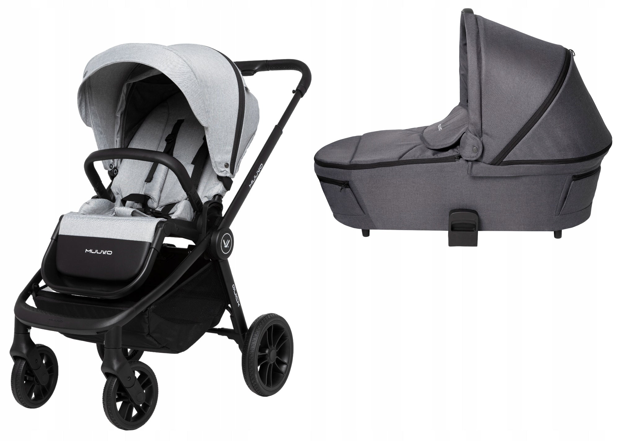 MUUVO QUICK STROLLER WITH GONDOLA FROM 3.0 BABY STROLLER 2in1 +ACCESSORIES GREY Manufacturer code 55287 + 50392