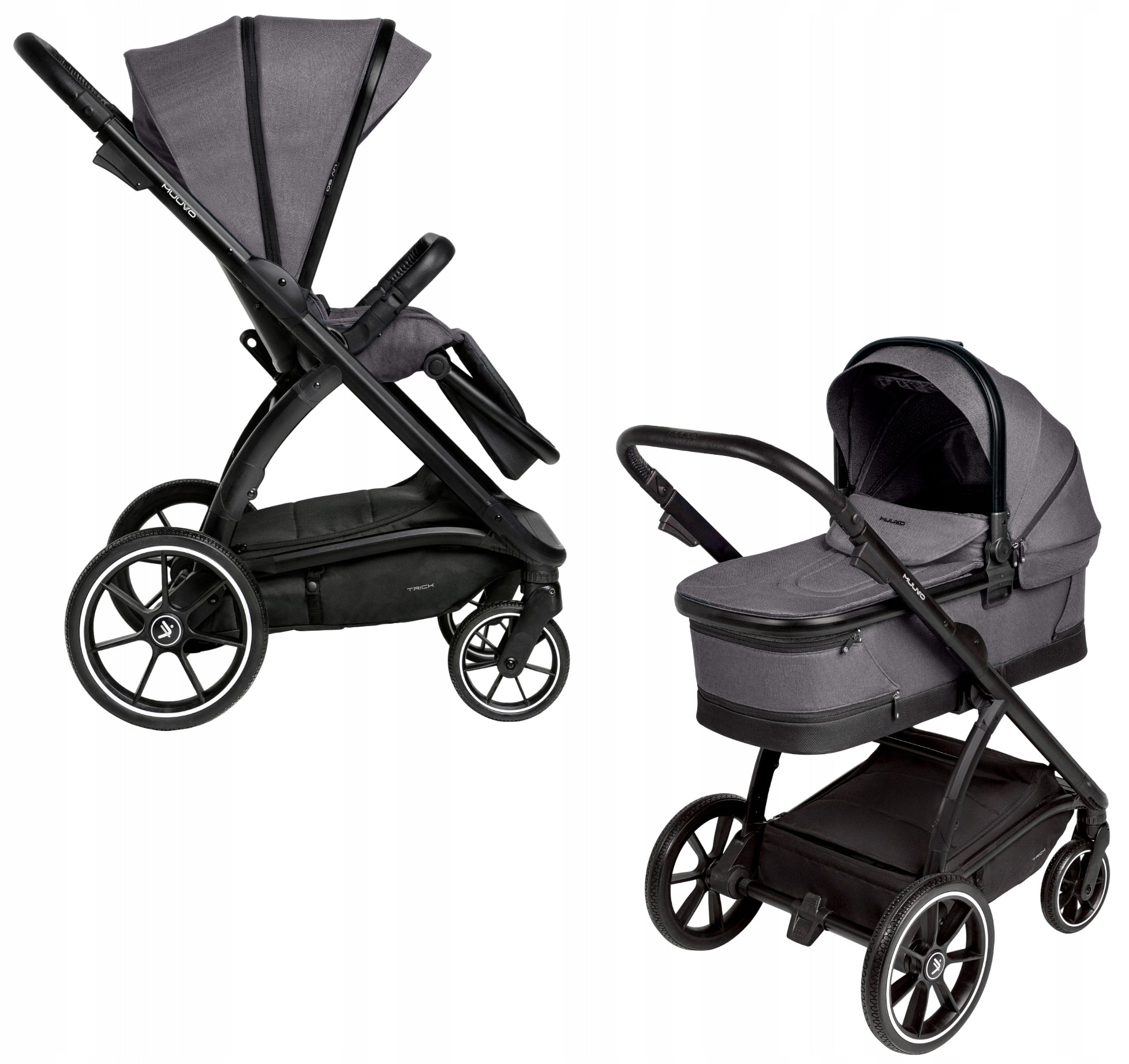 MUUVO TRICK STROLLER 2in1 DEEP-WALKING BAG IRON GRAPHITE MEGA XL SET!