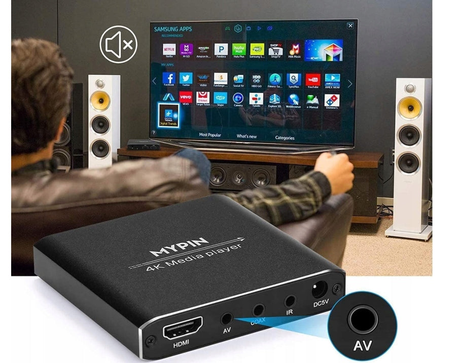 MYPIN 4K 60Hz Media Player Supports 8GB USB Remote Control Hard Drive Brand no brand