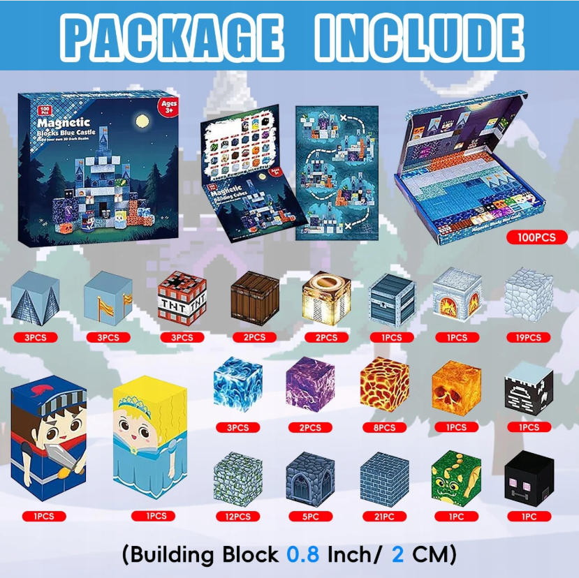 Magnetic Blocks 300 EL. XXL + Theme Set + Box+DIY Manufacturer code klocki