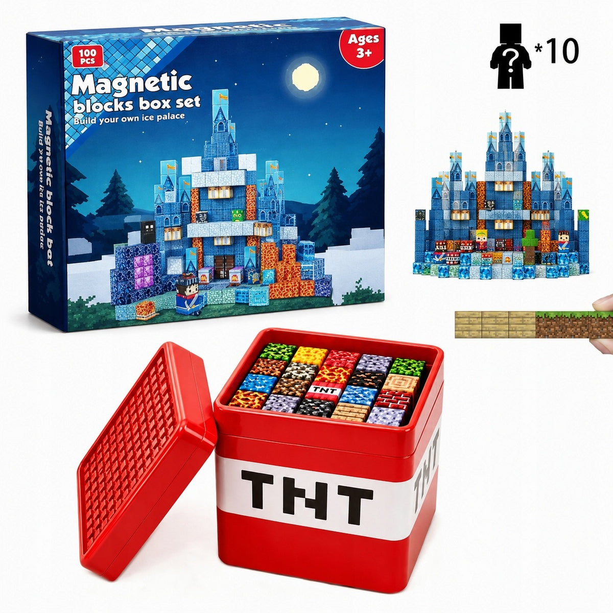 Magnetic Blocks 300 EL. XXL + Theme Set + Box+DIY