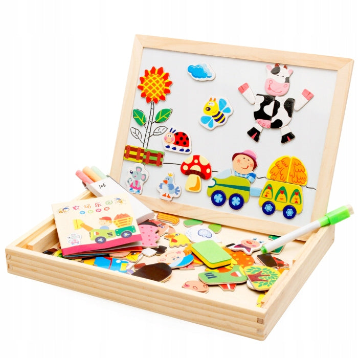 Magnetic Board for Children Wooden Double Sided 100el FARMA + stickers Packaging status original