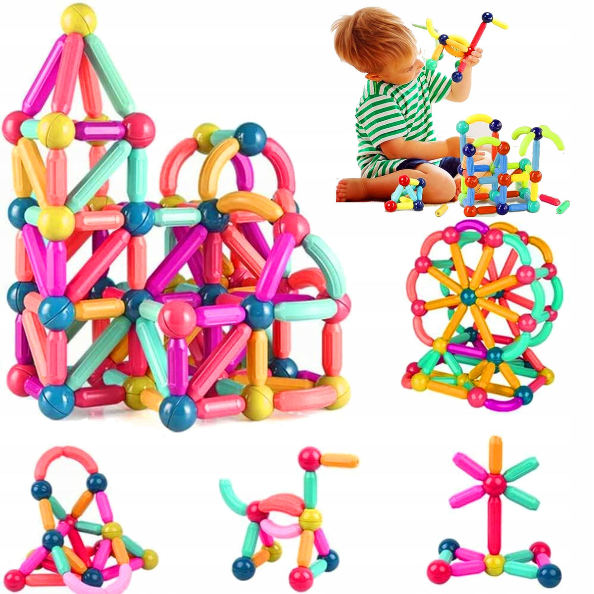 Magnetic Building Blocks Educational Creative Large Set 42 el. Manufacturer code JOJOY