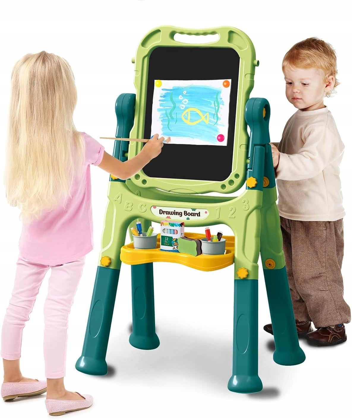 Magnetic Chalkboard Rotating Dry Erase Educational for Kids Brand BOUNN