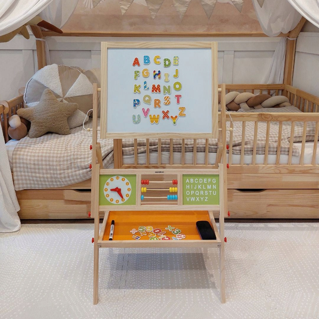 Magnetic Chalkboard Rotating Kids Alphabet Abacus Safe Brand Mamabrum