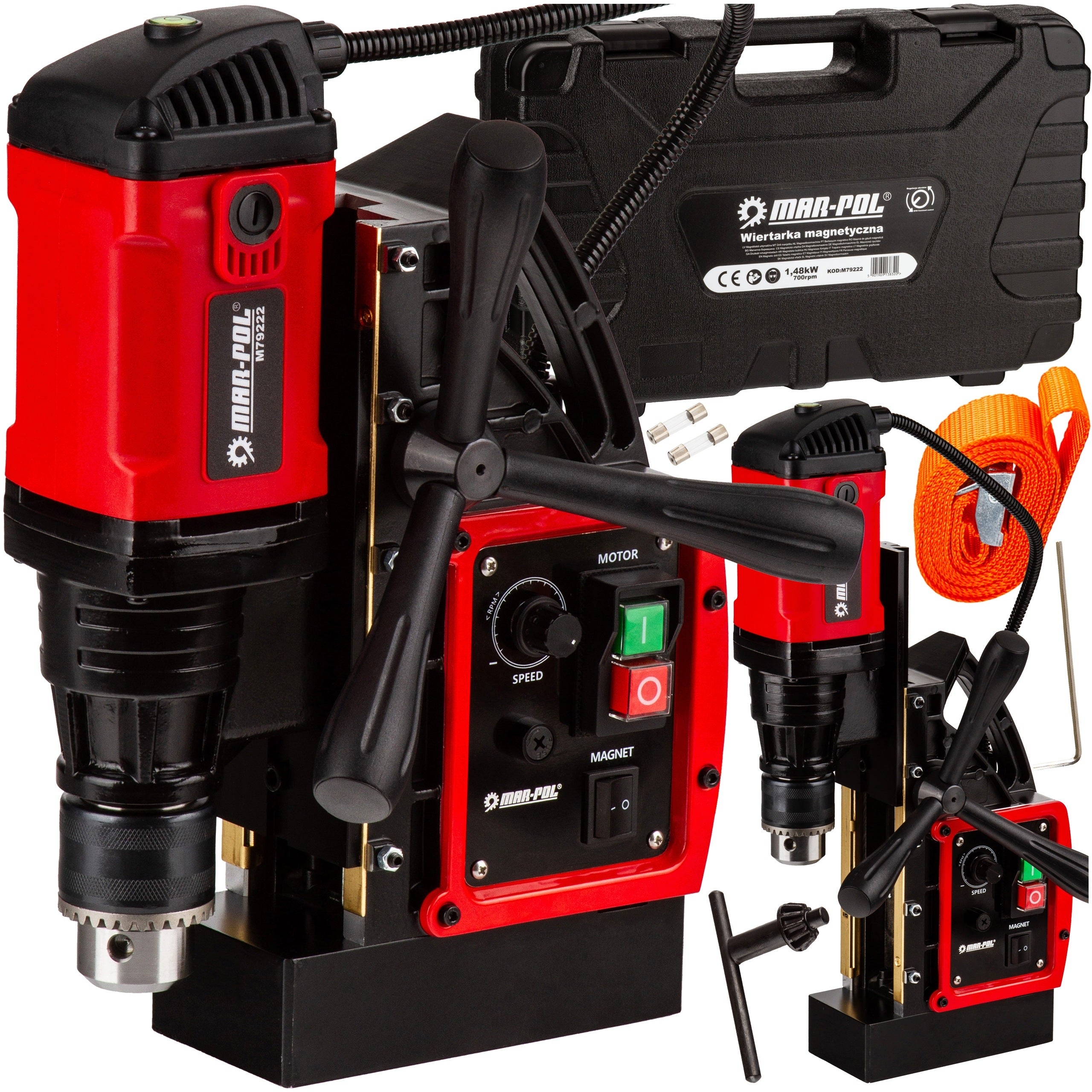 Magnetic Drill Light 15kg 1480W Magnet 11500N Rotation Adjustment
