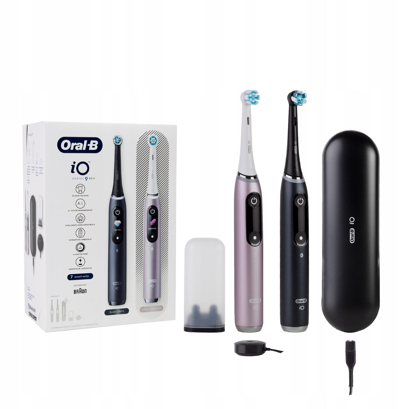 Magnetic Electric Toothbrush Oral-B iO 9 DuoPack Black Rose Two Pack